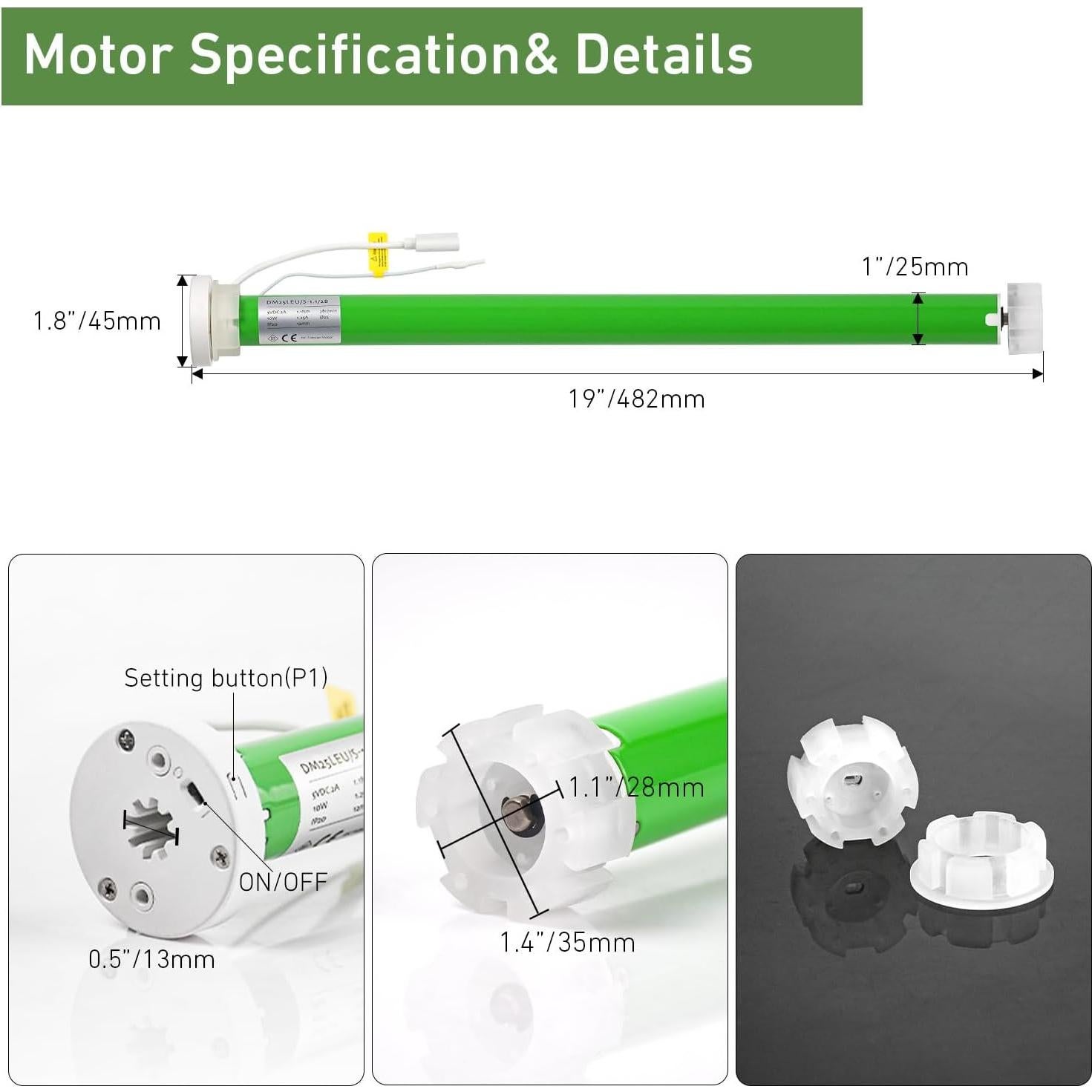 Motor de Batería Bidireccional HUIYEETEX DM25LEU - Silencioso y Fácil Instalación