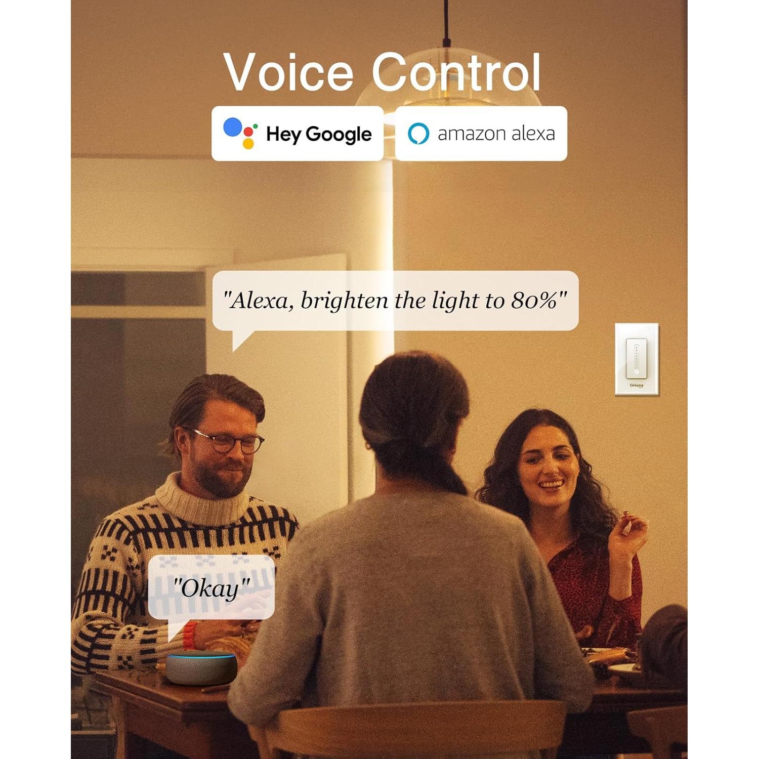 Interruptor Regulador Inteligente GHome SW2-1 Wi-Fi 2.4GHz
