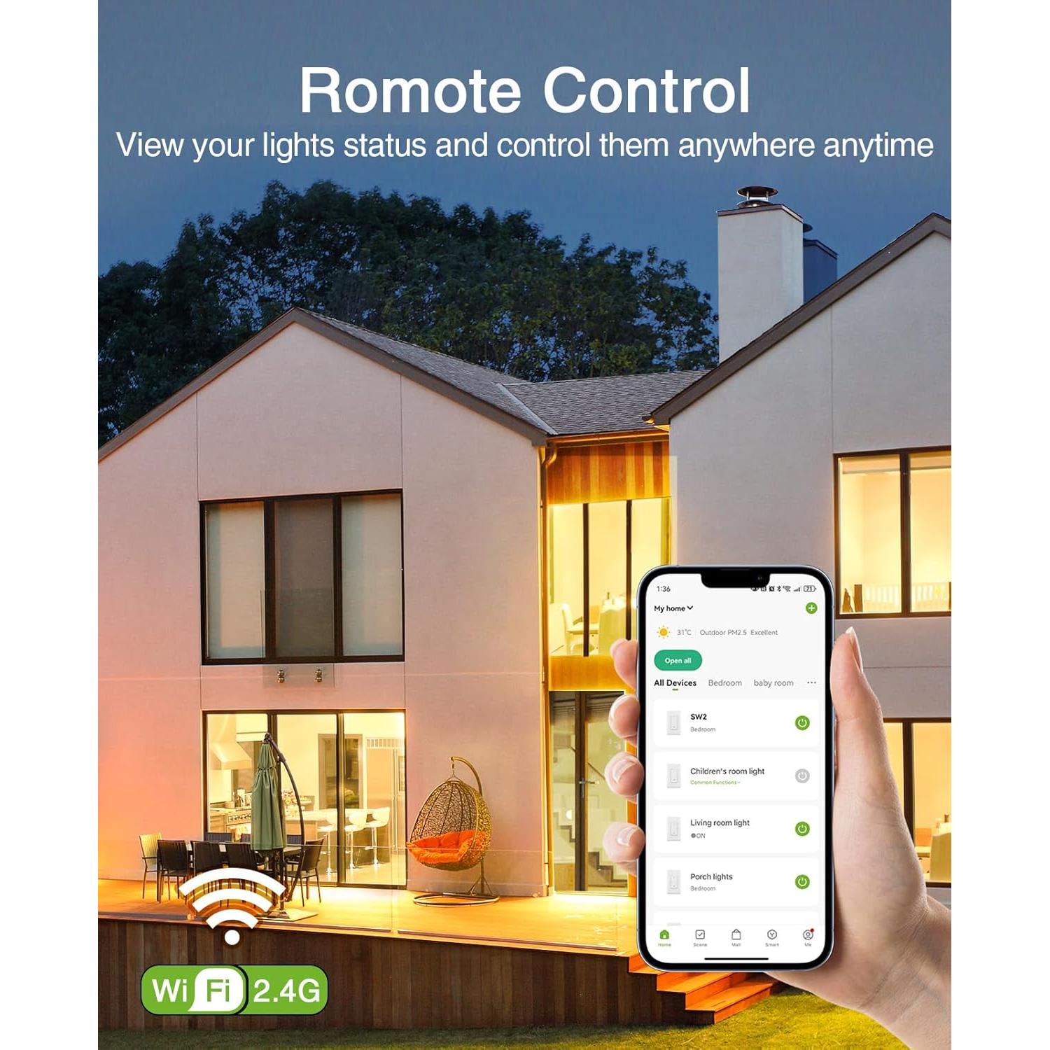Interruptor Regulador Inteligente GHome SW2-1 Wi-Fi 2.4GHz