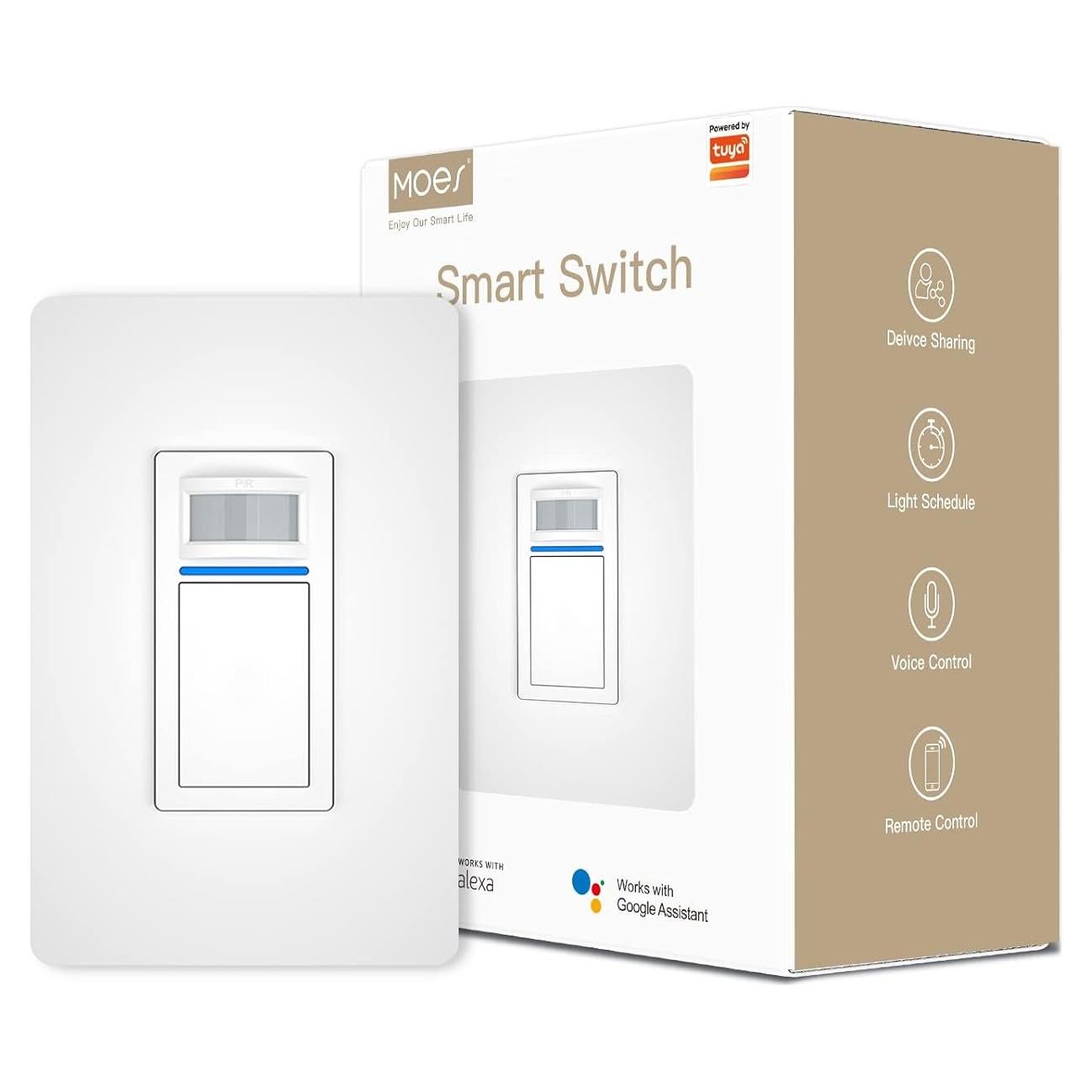 Interruptor de Movimiento Inteligente MOES 1 Gang Wi-Fi PIR