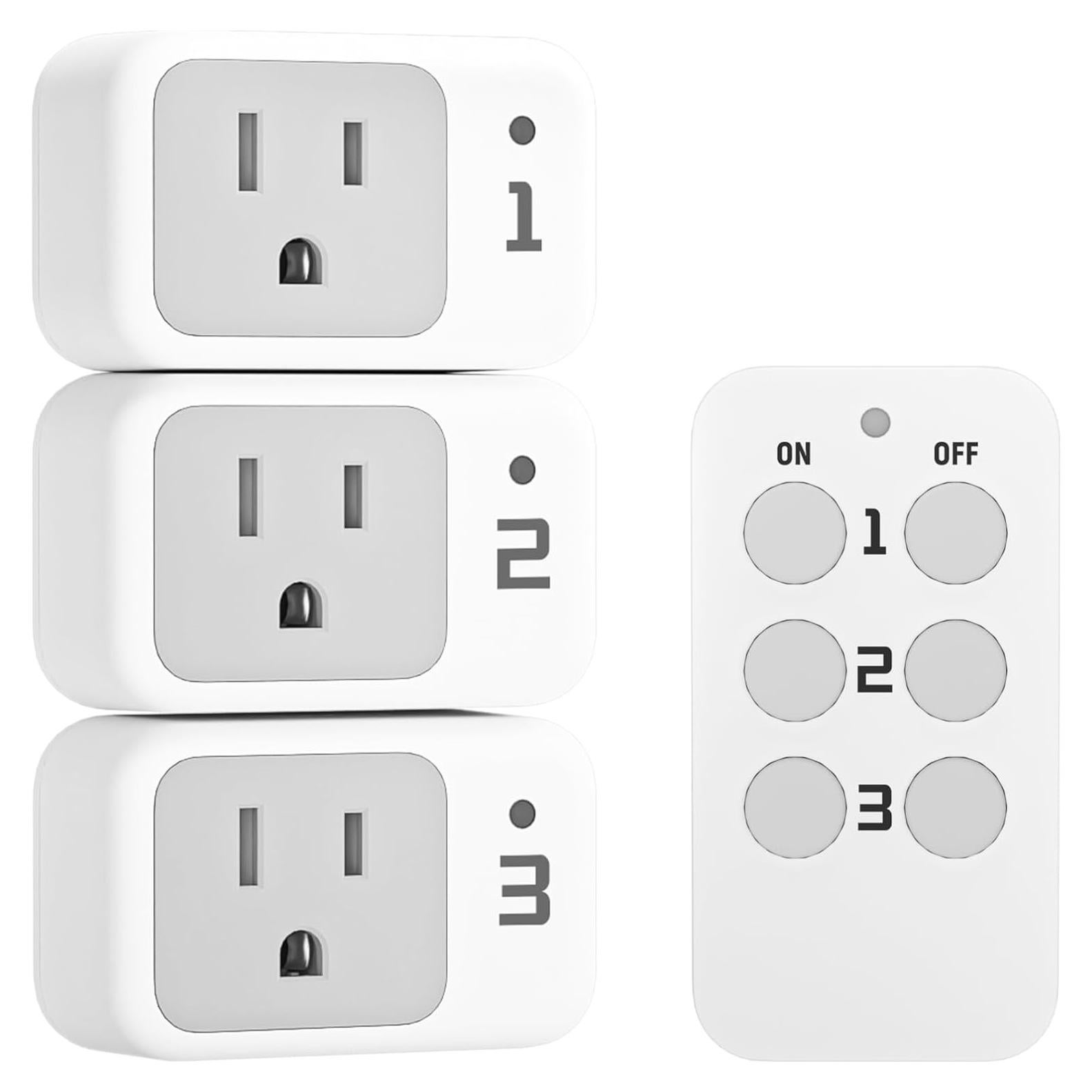 Enchufe de Control Remoto TESSAN 3 Enchufes 1250W Blanco