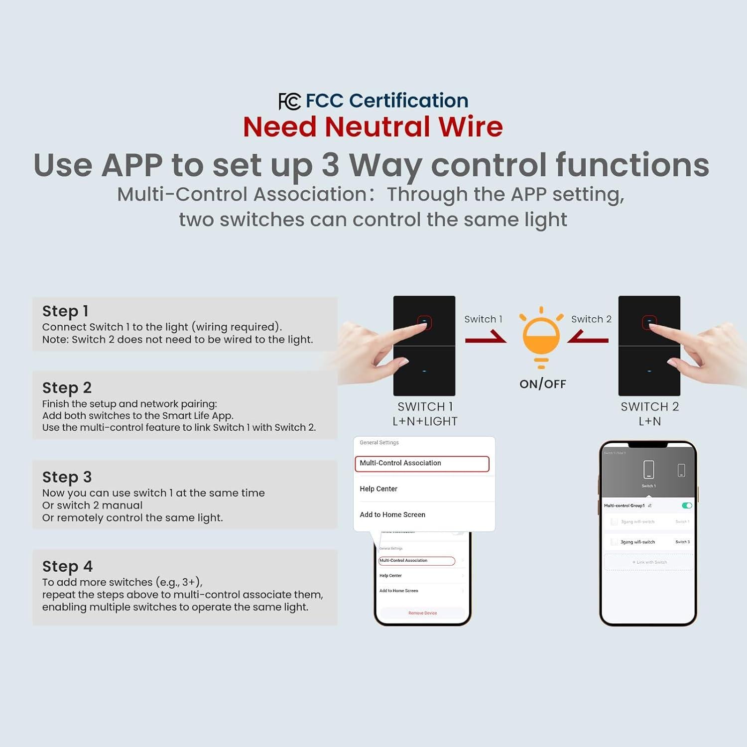 Interruptor de Luz Inteligente WiFi YUEQING 2 Gang Negro