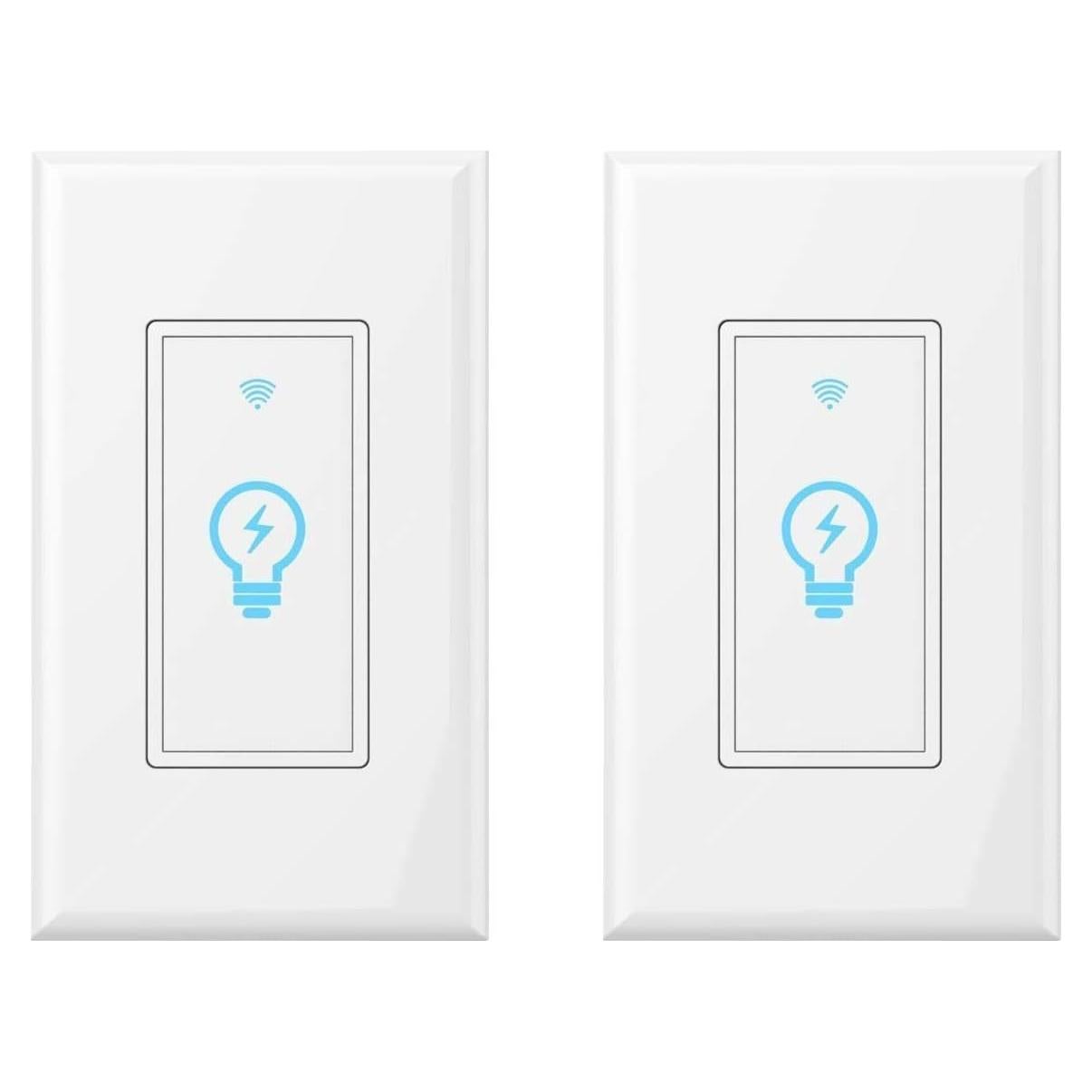 Interruptor de Luz Inteligente Micmi, Control Remoto WiFi, 2 Pzas