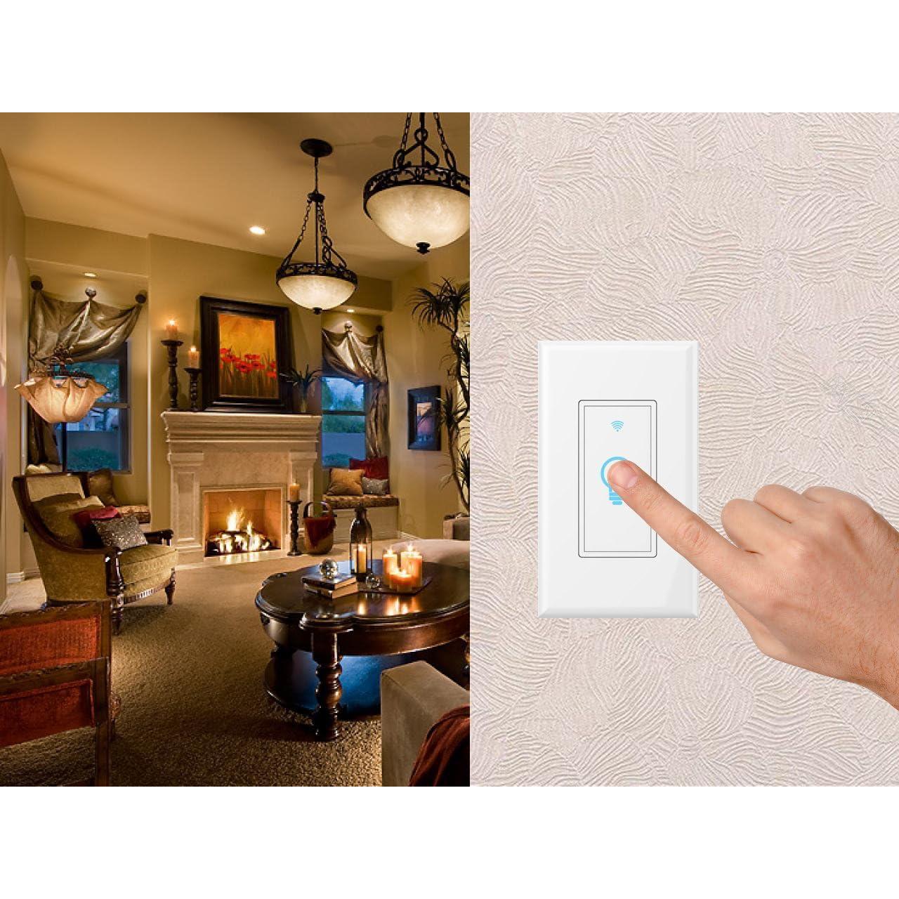 Interruptor de Luz Inteligente Micmi, Control Remoto WiFi, 2 Pzas