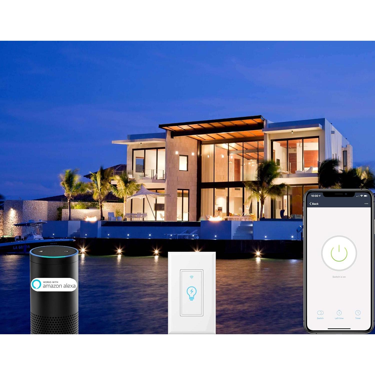 Interruptor de Luz Inteligente Micmi, Control Remoto WiFi, 2 Pzas