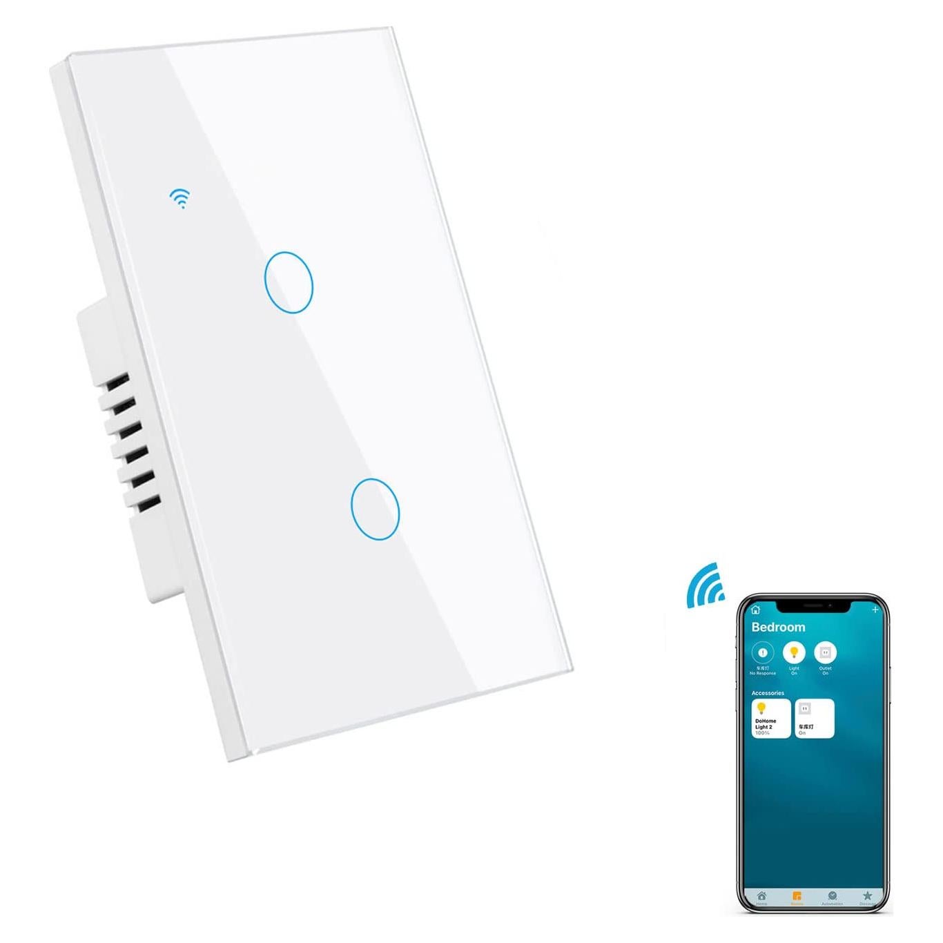Interruptor de Pared Táctil Inteligente DoHome 2 Gang WiFi