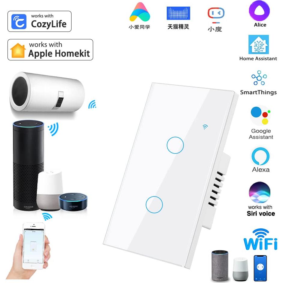 Interruptor de Pared Táctil Inteligente DoHome 2 Gang WiFi