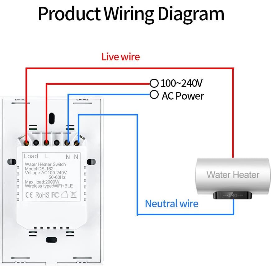 Interruptor de Pared Táctil Inteligente DoHome 2 Gang WiFi