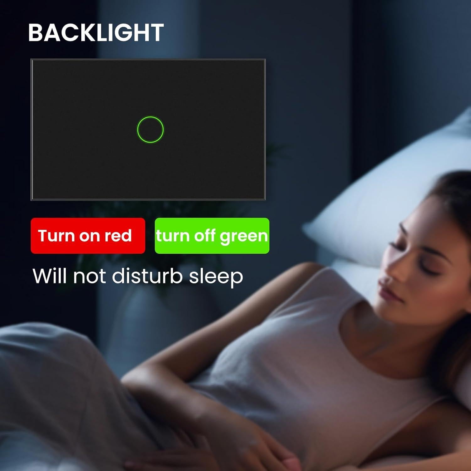 Interruptor de Luz Táctil YUEQING Sin Cable Neutro 1000W Negro