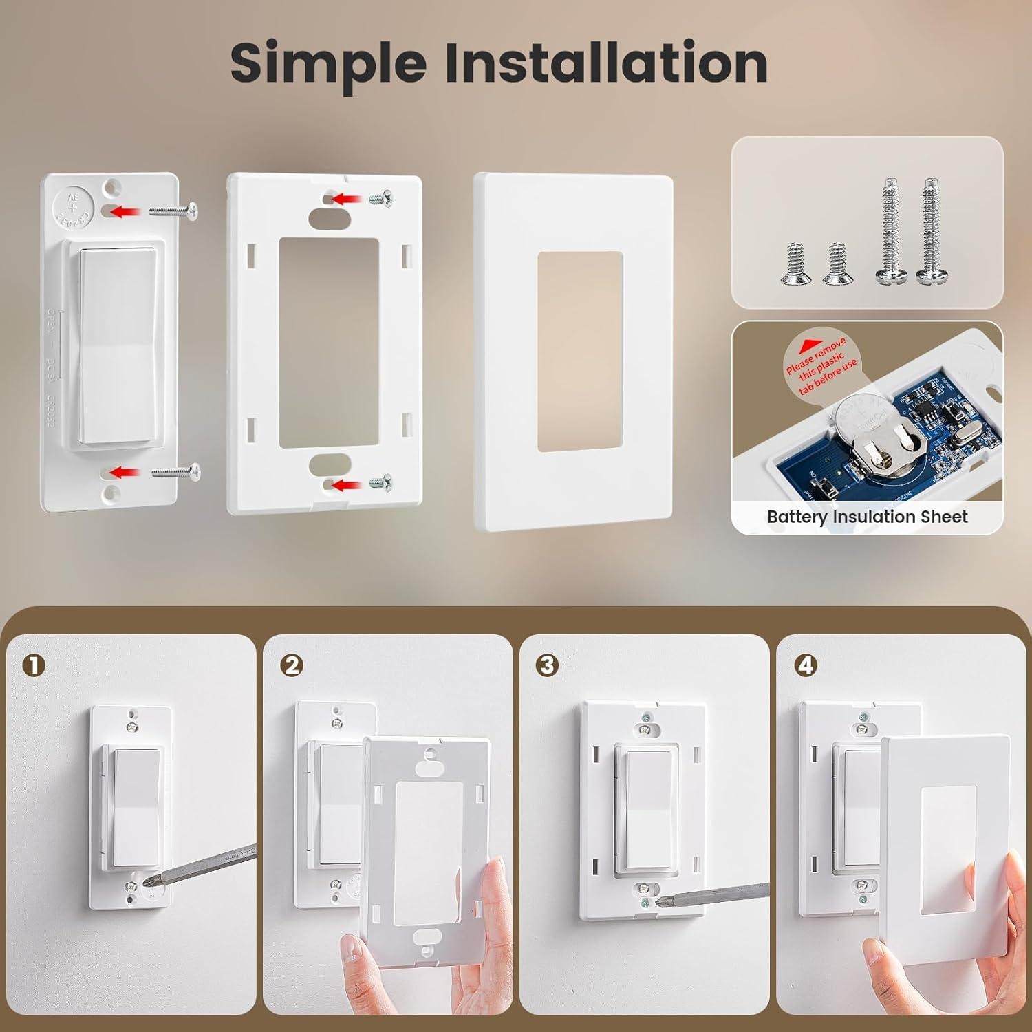 Interruptor de Luz Inalámbrico SURAIELEC 15A 30.48m Alcance RF