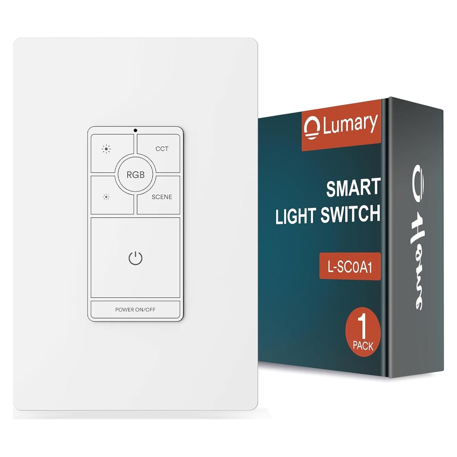 Lumary 3 Way/Single Pole Dimmer Light Switch (Only Support Lumary Recessed Lighting), 120V 10A Wall Switch for Brightness/RGB/CCT/Scenes Adjustment, Neutral Wire Required