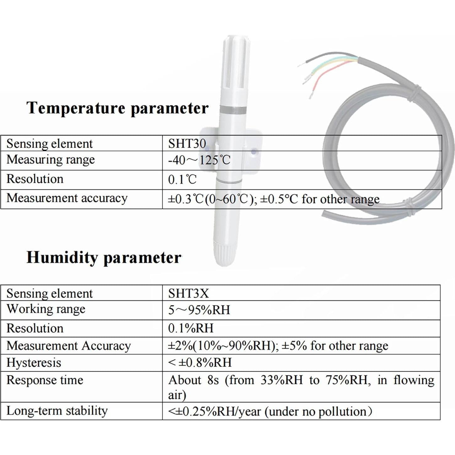 Sensor de Temperatura y Humedad RQG Modbus RTU -40°C a 125°C