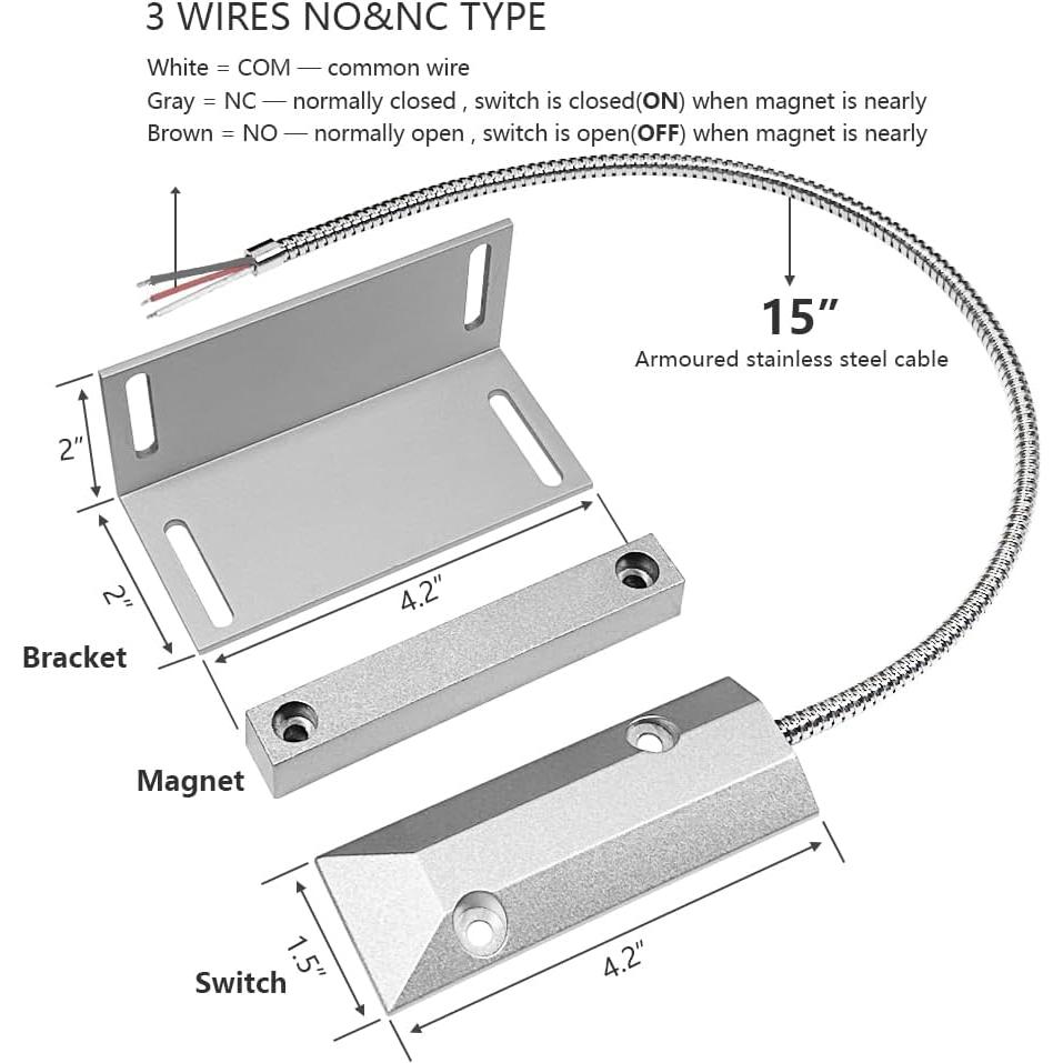 Contactos Magnéticos para Puertas de Garaje GAGALOR - 3 Cables NO&NC