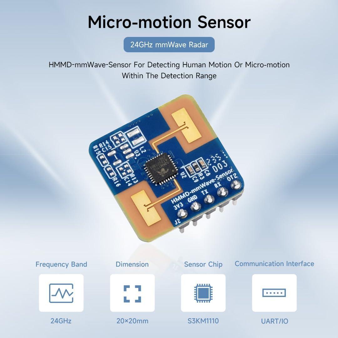 Sensor de Detección de Micro-Movimiento Waveshare HMMD-mmWave 24GHz