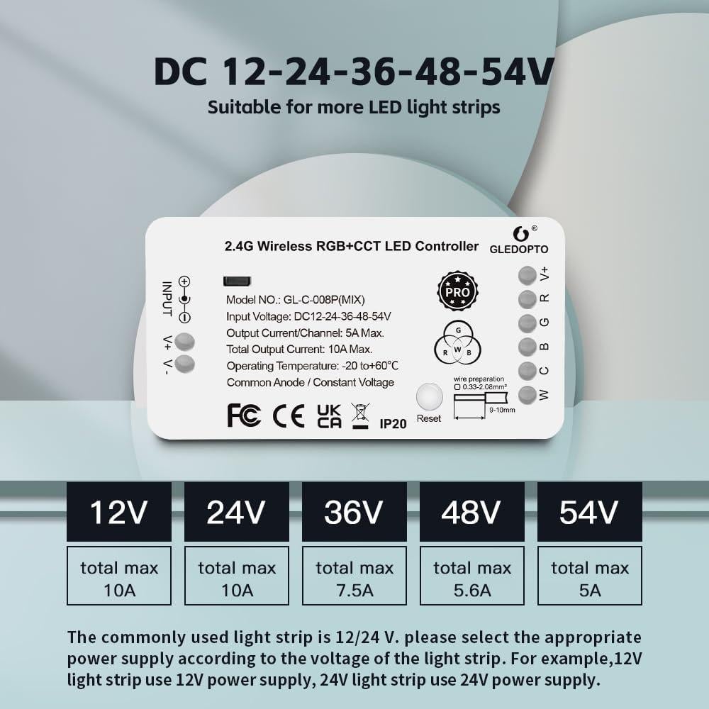 Controlador LED ZigBee 3.0 GLEDOPTO GL-C-008P Mezcla RGB CCT