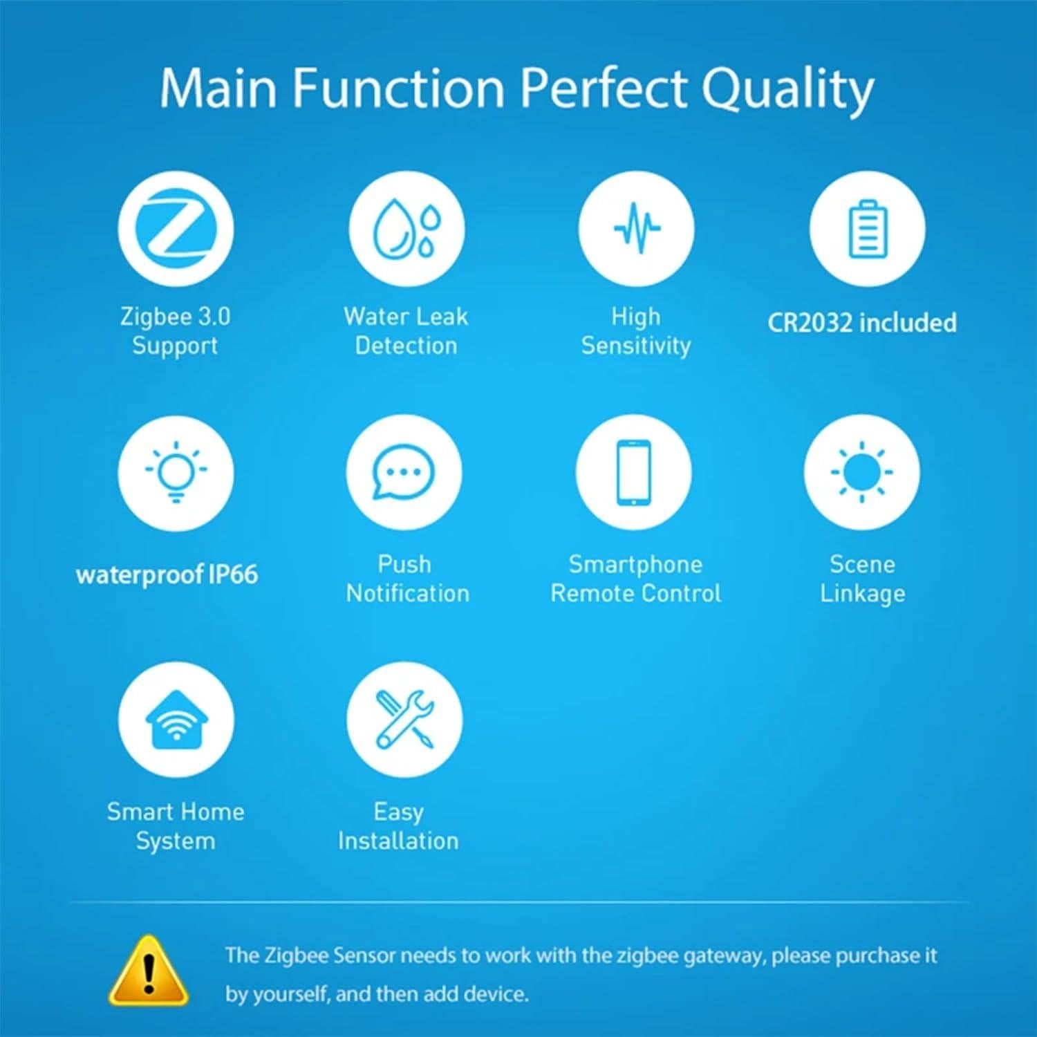 Detector de Fugas de Agua Haozee Zigbee, Alarma Inalámbrica IP66