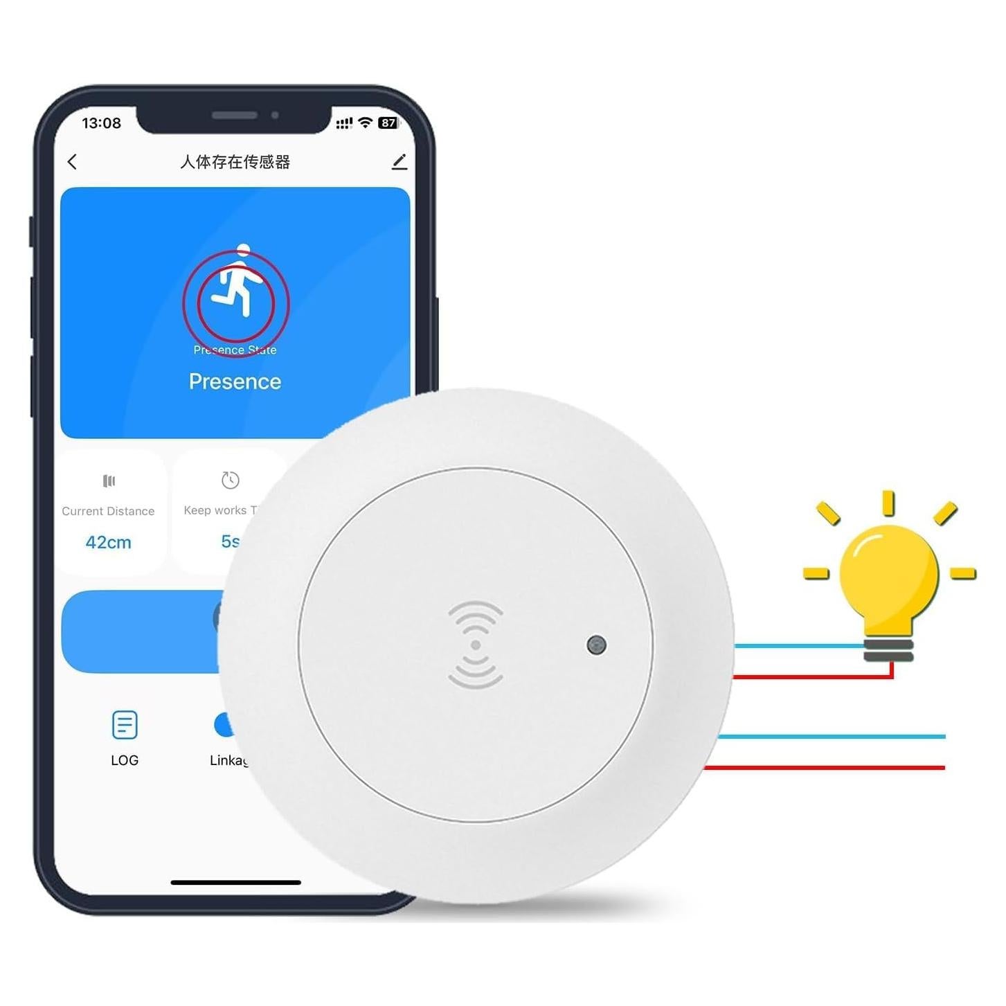 Sensor de Presencia Humana Haozee Zigbee 24G Auto-On/Off