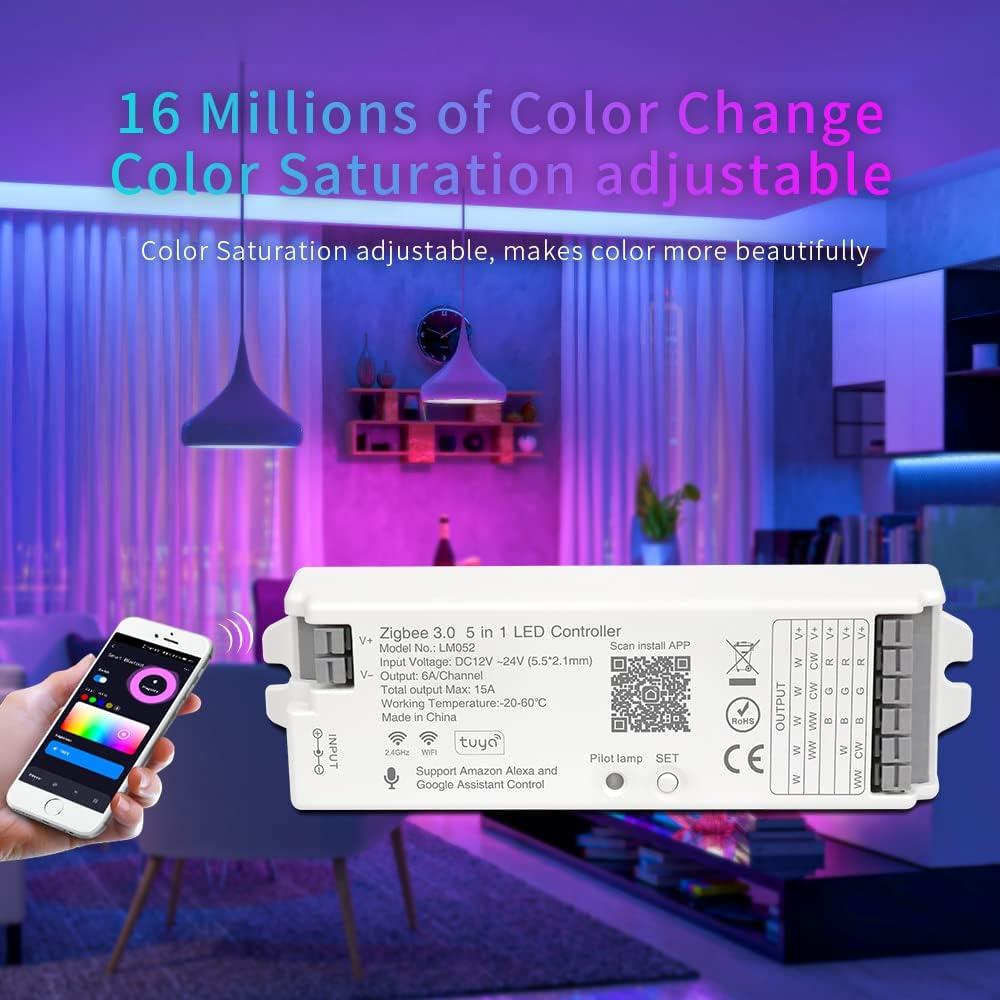 Controlador LED Tuya Zigbee 3.0 LM052 5 en 1 RGB CCT