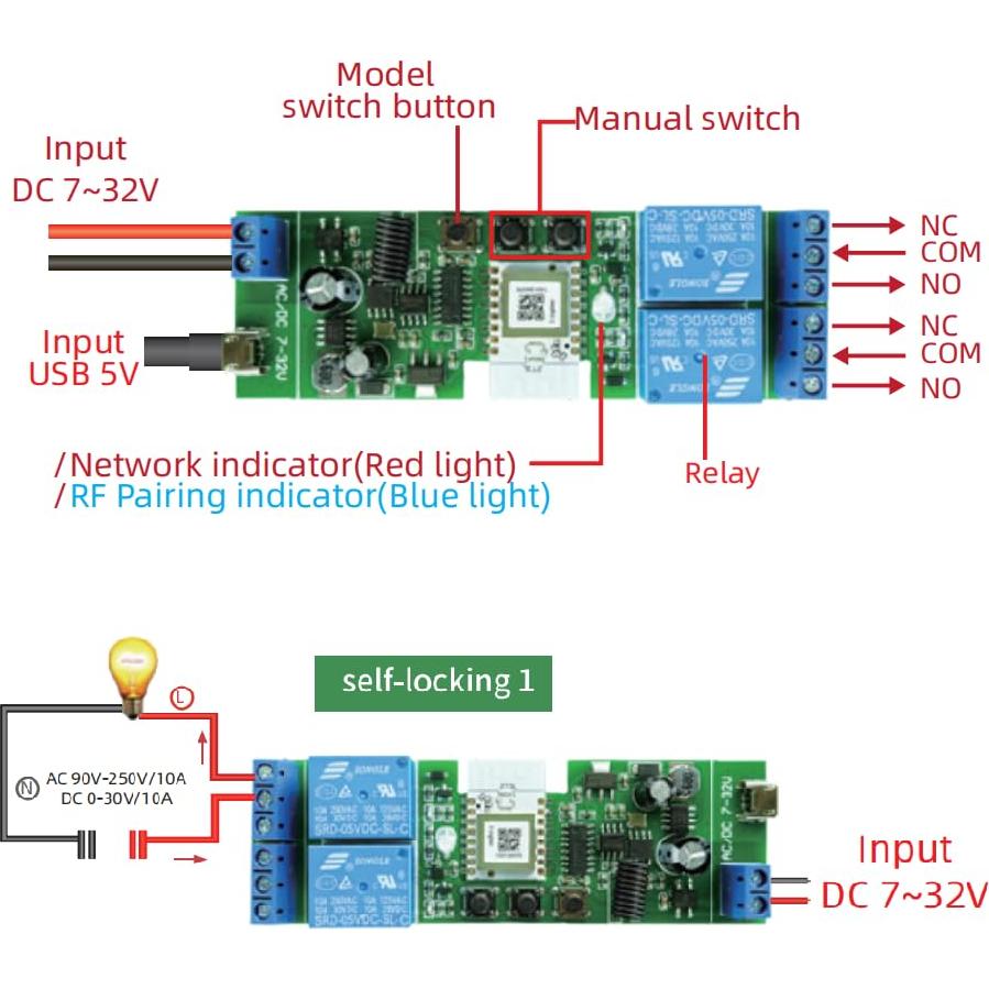 Interruptor Inteligente ZigBee Baolan 2 Canales 5V 12V 24V
