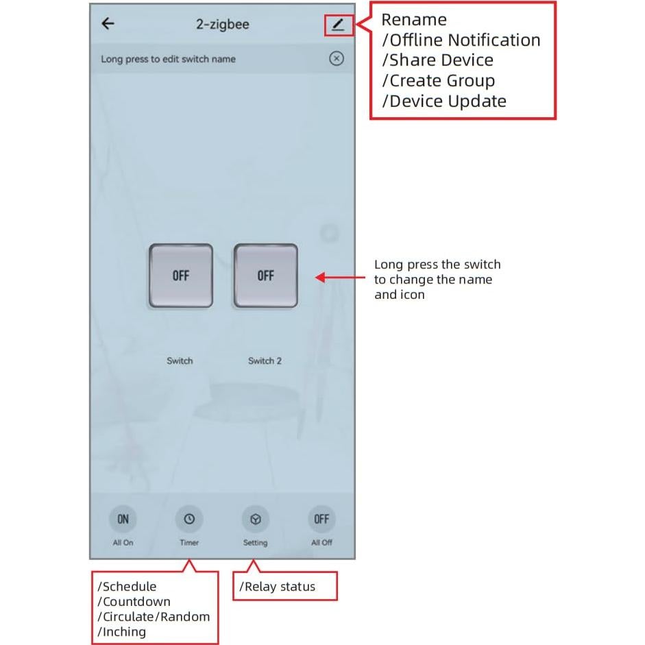 Interruptor Inteligente ZigBee Baolan 2 Canales 5V 12V 24V