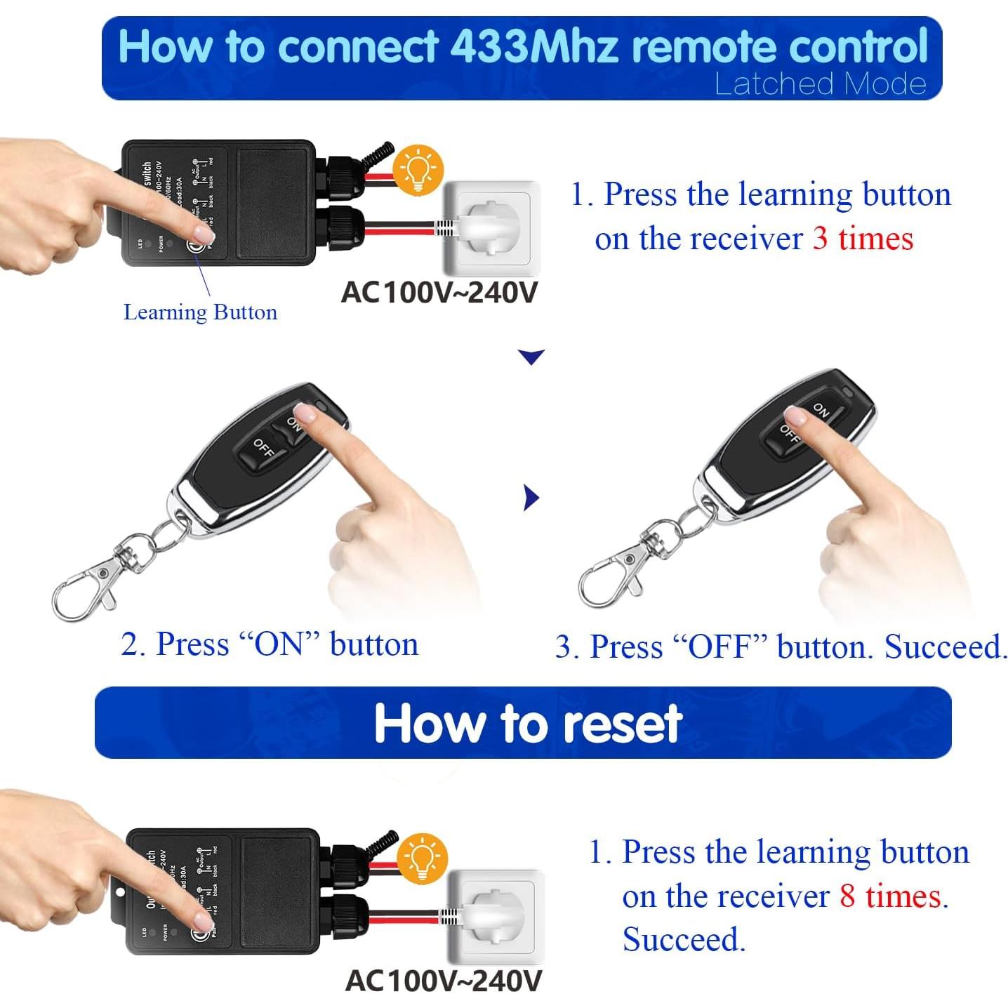Interruptor Remoto Inalámbrico DieseRC 30A IP65 100-240V