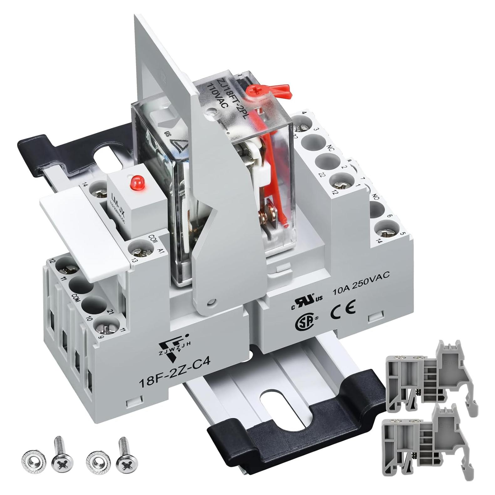 Relé Electromagnético 110V 10A 8 Pines DPDT con LED