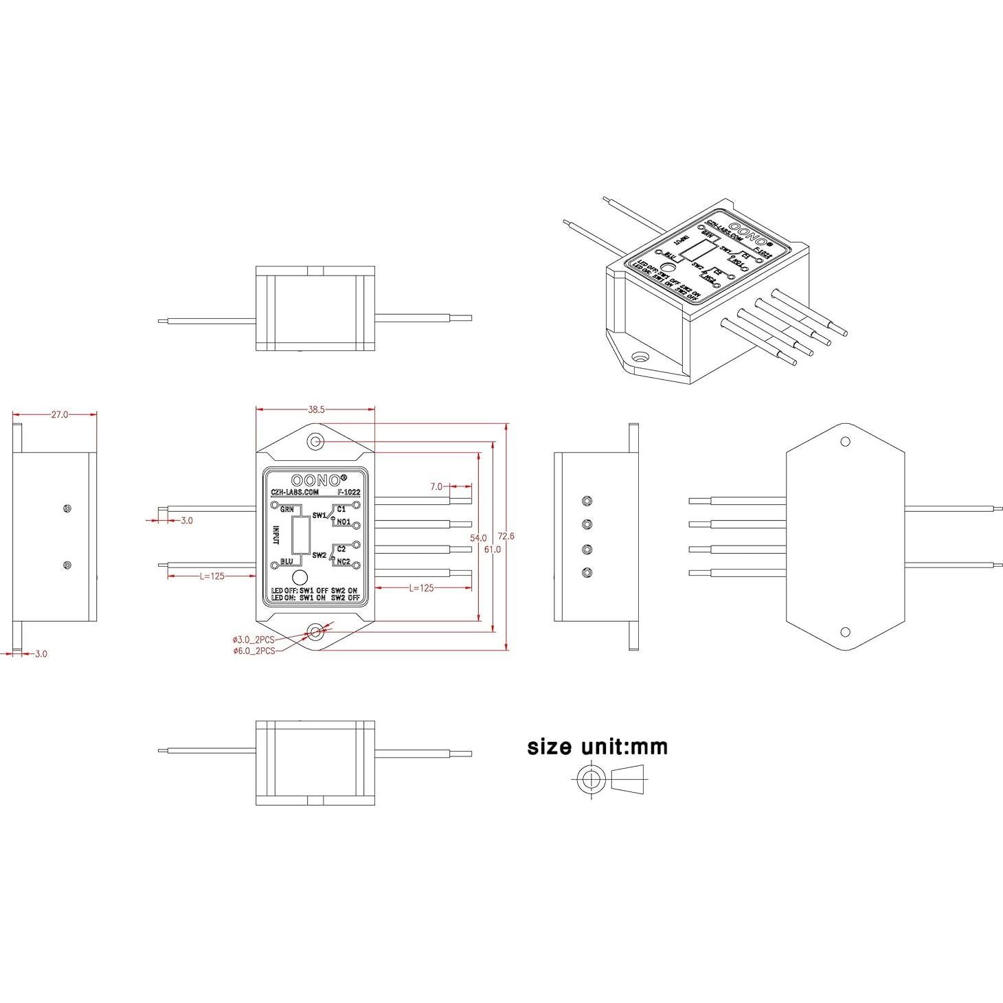 Módulo de Relé de Potencia CZH-LABS DPST 8A 110V-230V