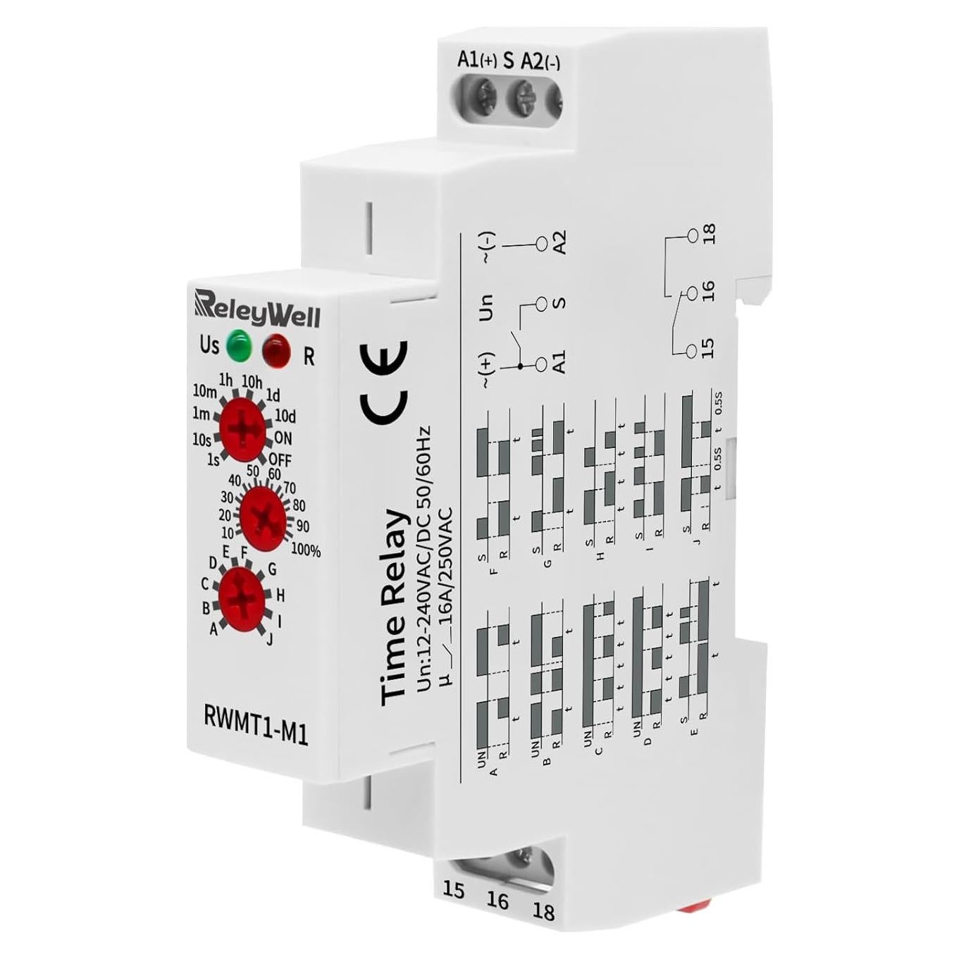 Relé Temporizador Multifuncional ReleyWell RWMT1-M1 12-240V 16A