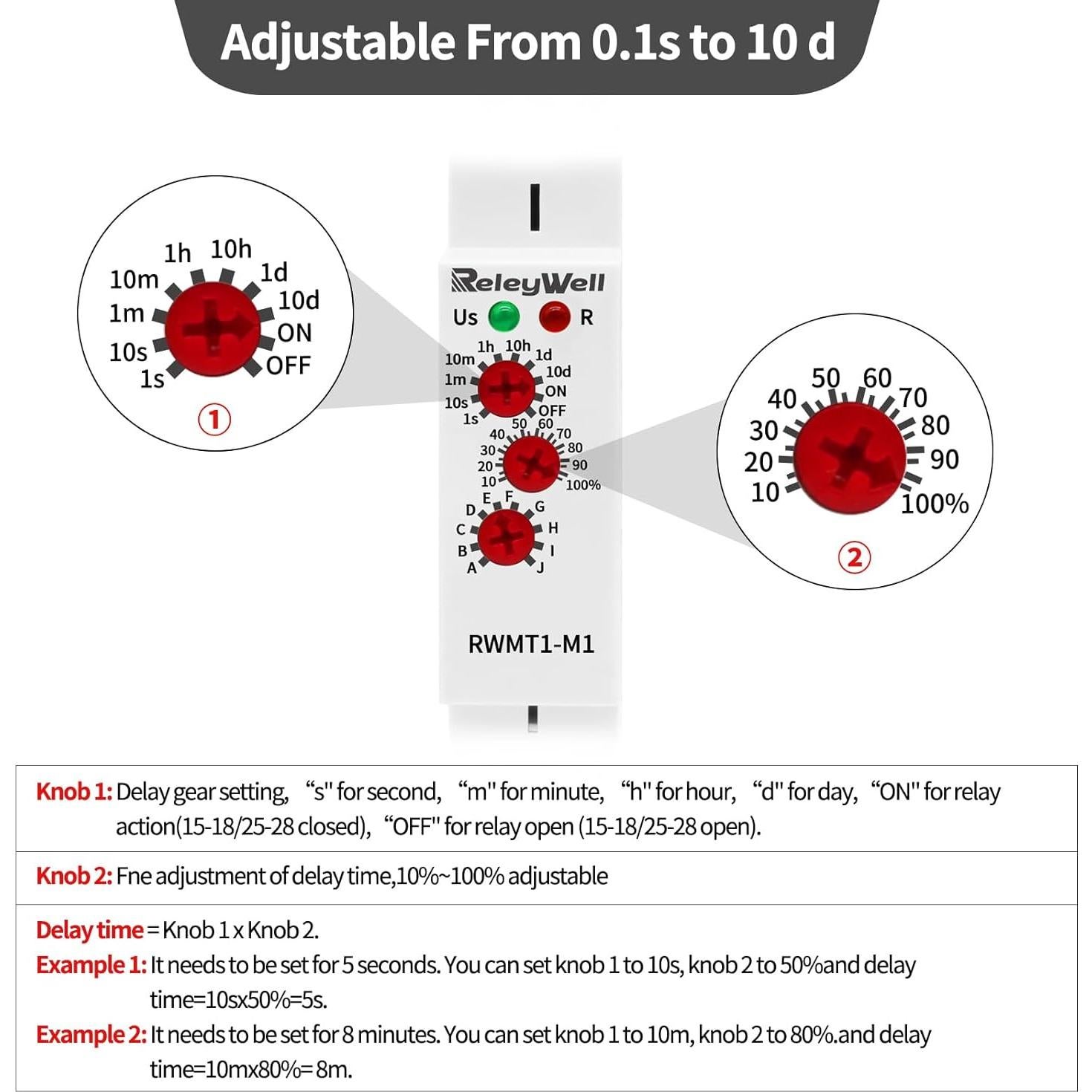 Relé Temporizador Multifuncional ReleyWell RWMT1-M1 12-240V 16A