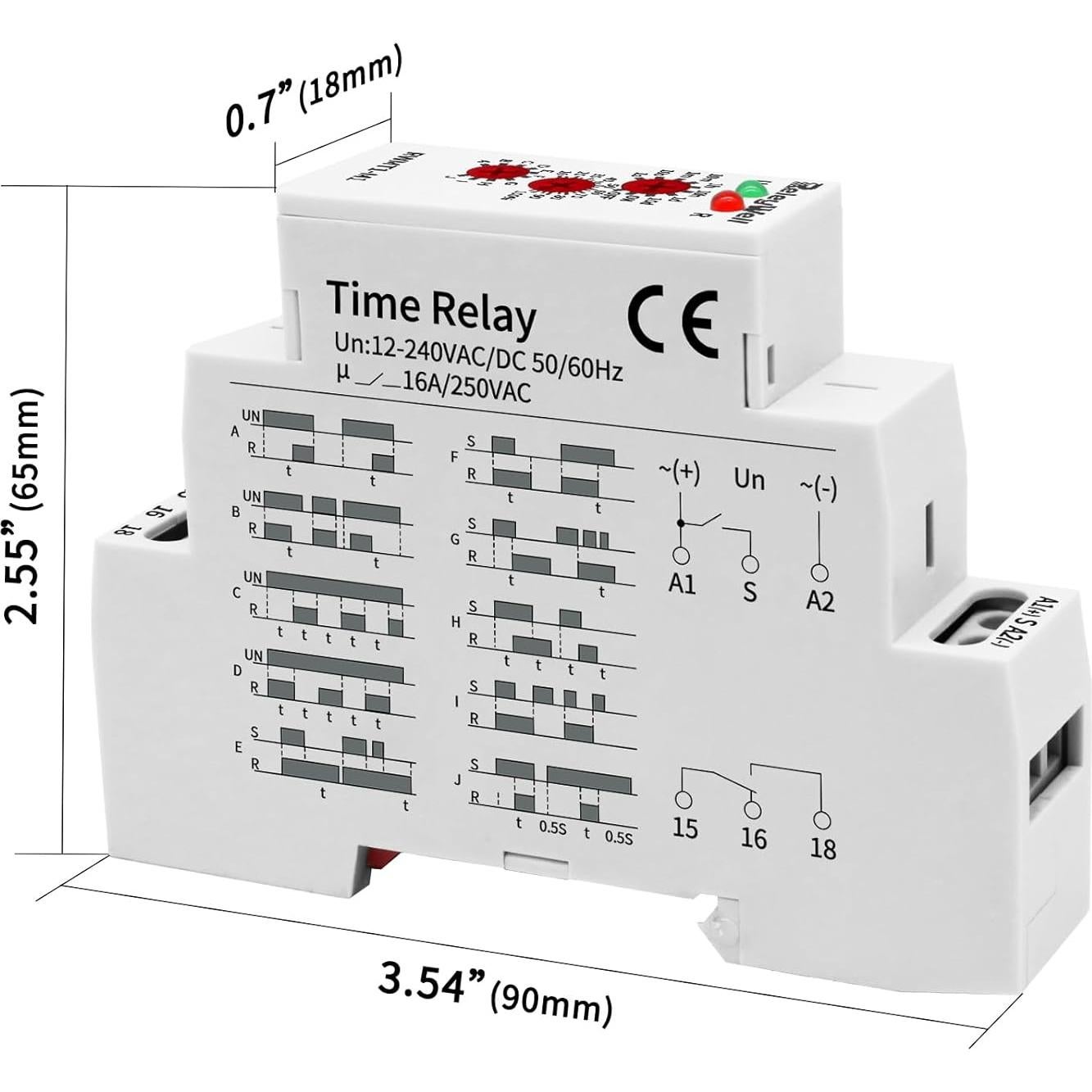 Relé Temporizador Multifuncional ReleyWell RWMT1-M1 12-240V 16A