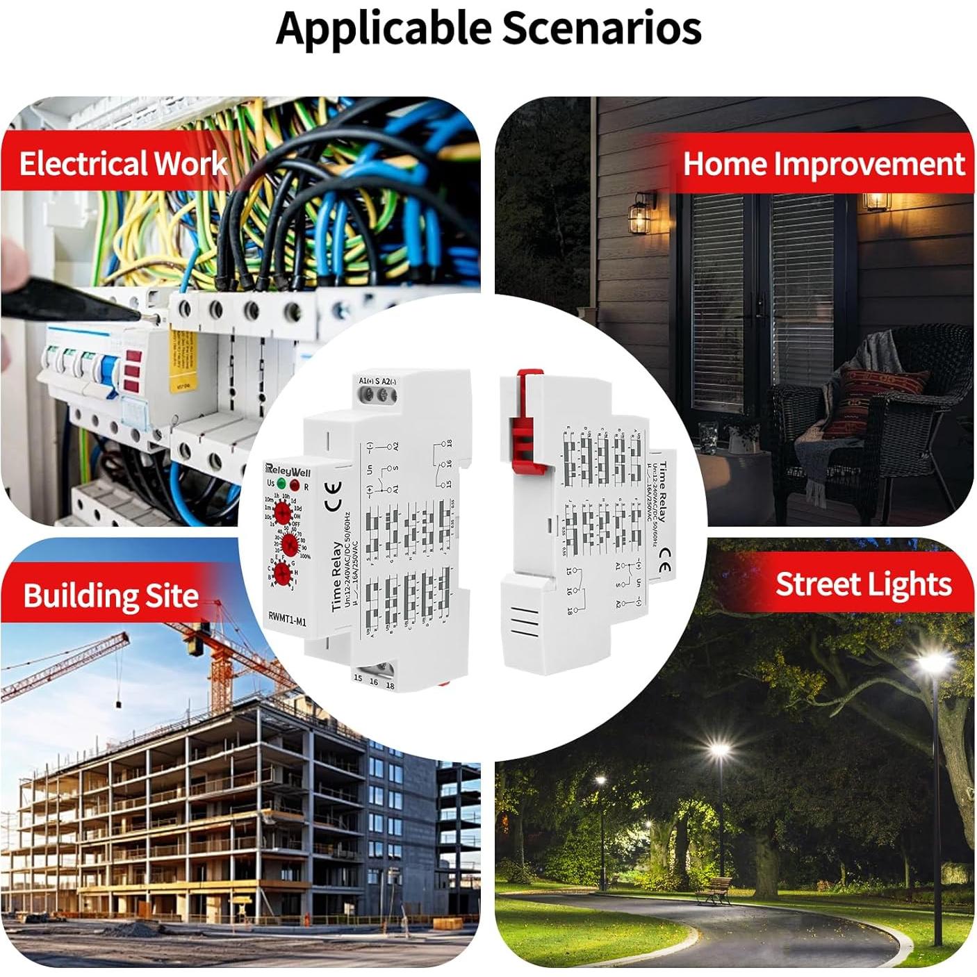 Relé Temporizador Multifuncional ReleyWell RWMT1-M1 12-240V 16A
