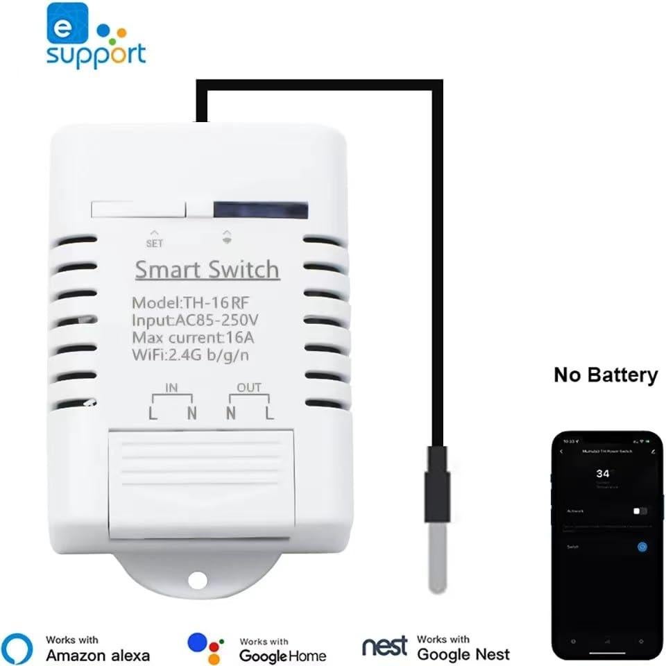 Interruptor Remoto Inalámbrico Yitouniu TH16 16A WiFi Control Temperatura