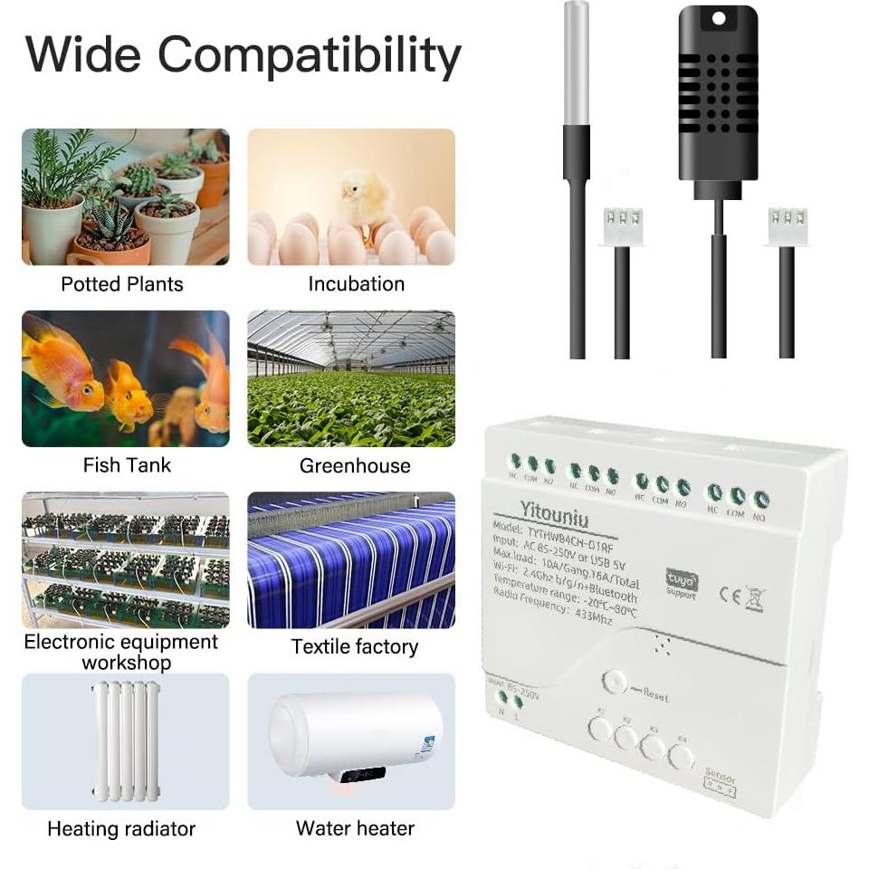 Controlador de Temperatura Inteligente Yitouniu 4 Canales 85-250V