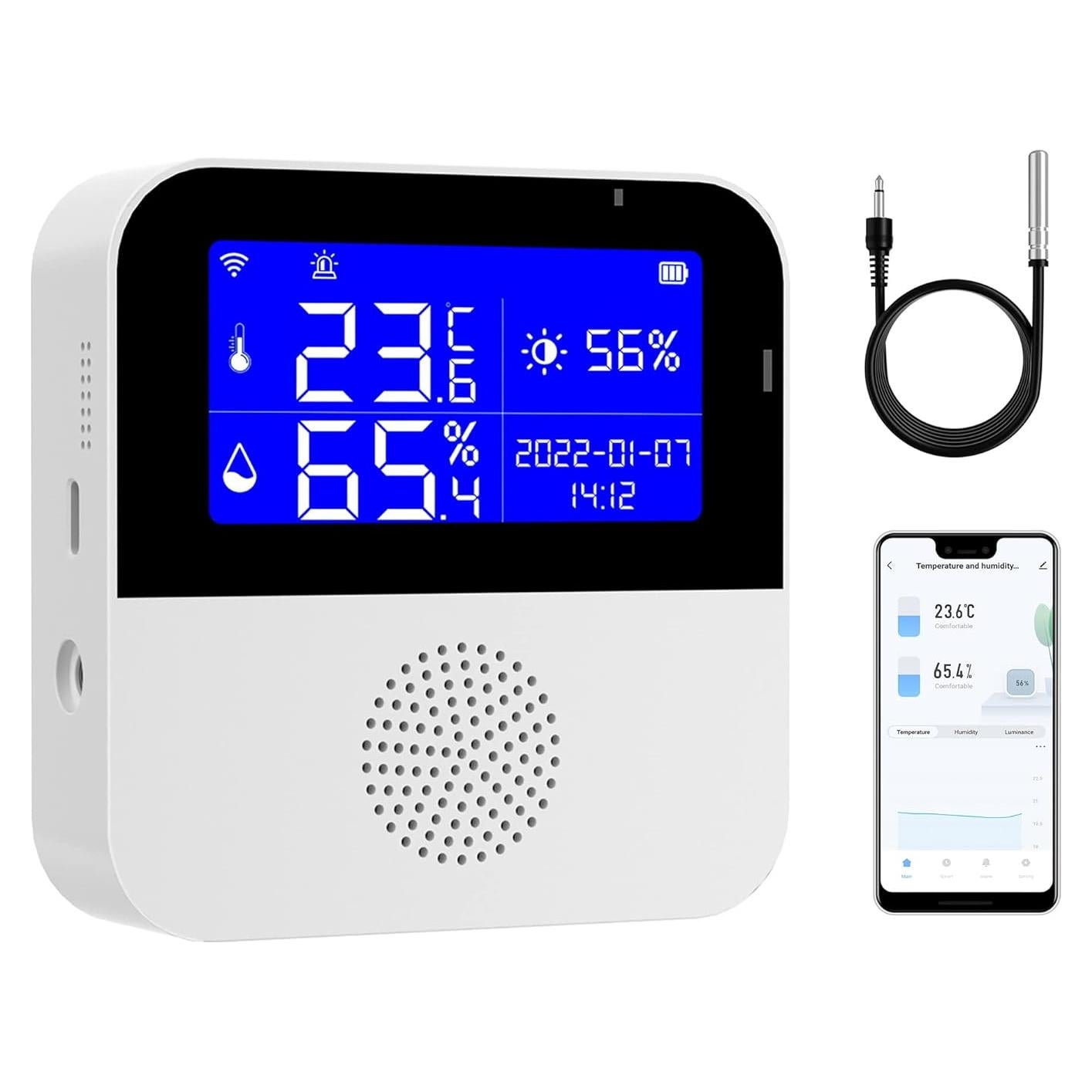 Termómetro Higrómetro WiFi Gaoducash SNT958W con Pantalla LCD