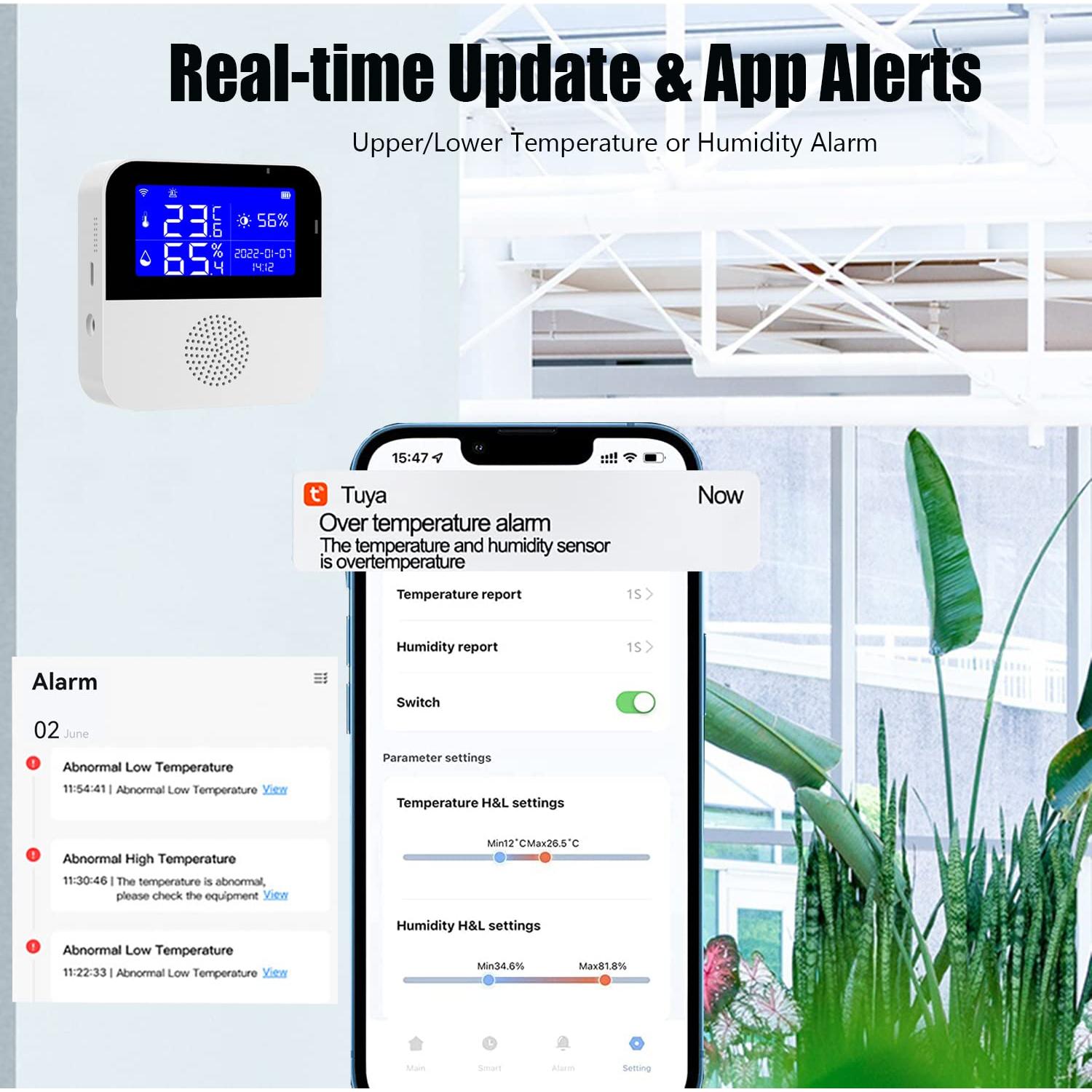 Termómetro Higrómetro WiFi Gaoducash SNT958W con Pantalla LCD