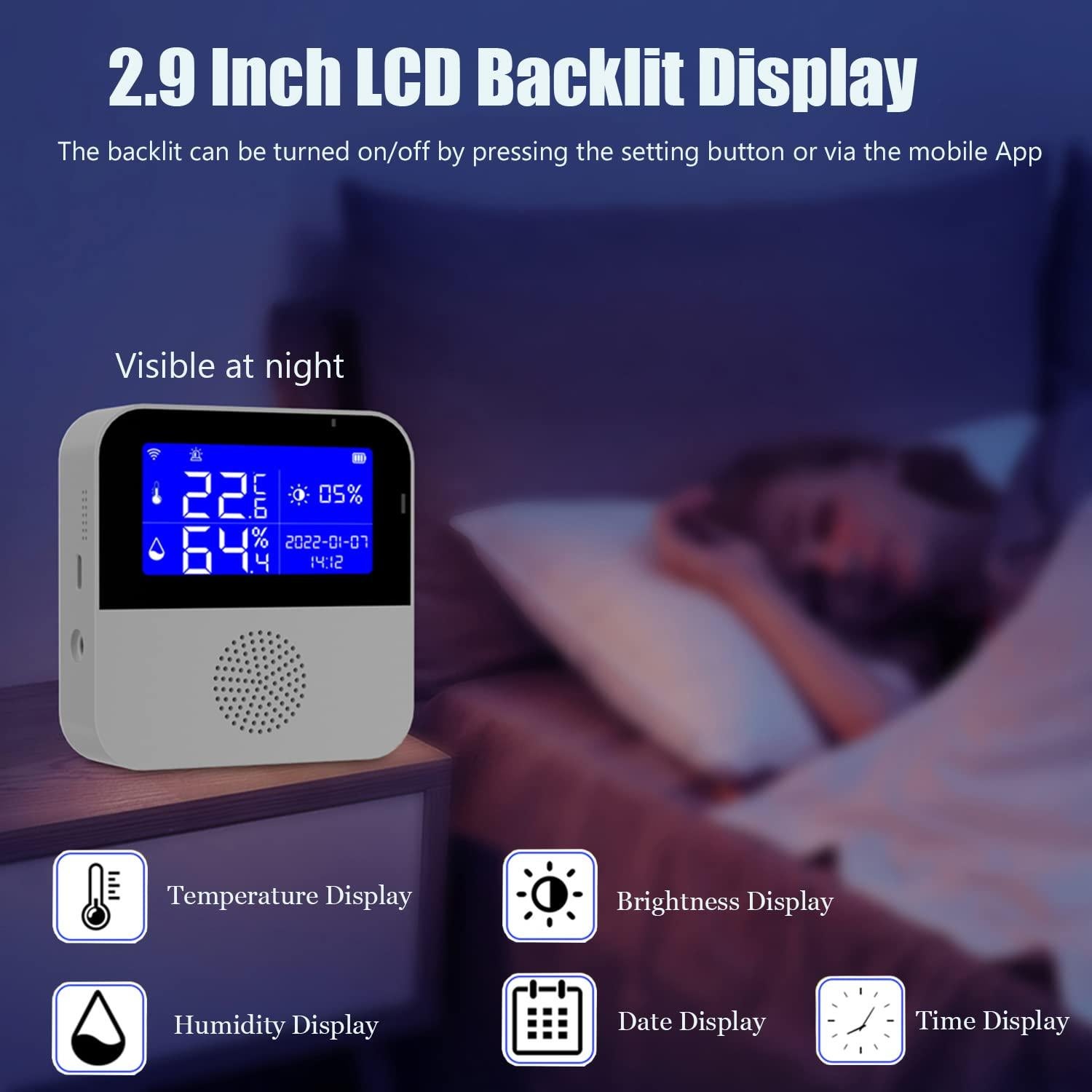 Termómetro Higrómetro WiFi Gaoducash SNT958W con Pantalla LCD