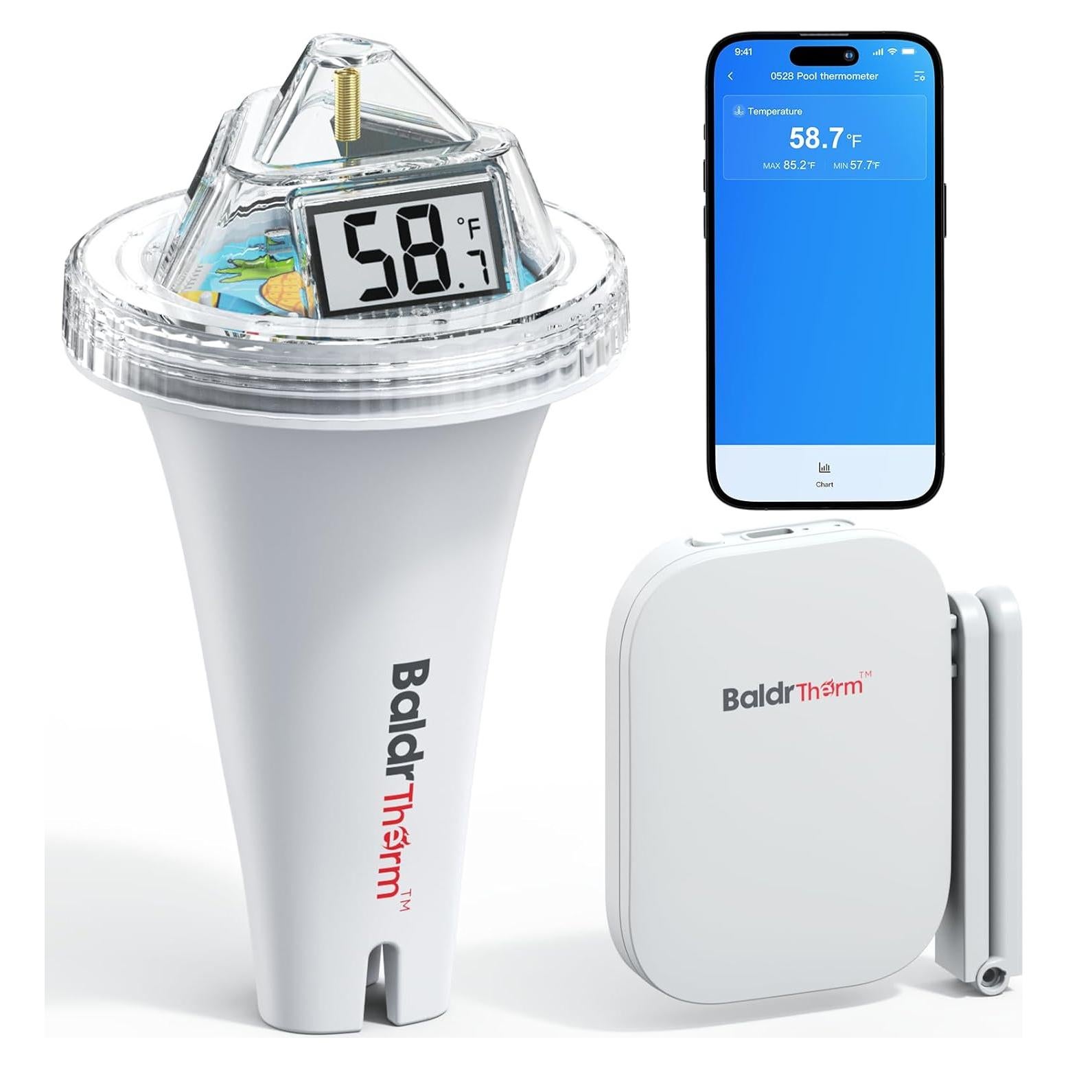 Termómetro de piscina inalámbrico BaldrTherm con pantalla LCD 360°