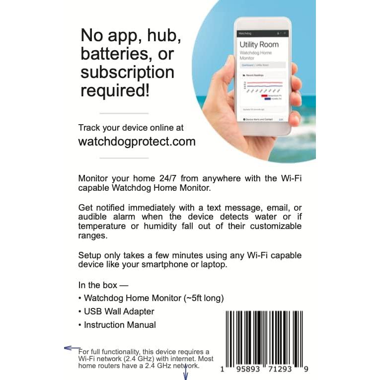 Monitor de Hogar Watchdog WHM-1 WiFi - Sensor Agua, Temperatura, Humedad
