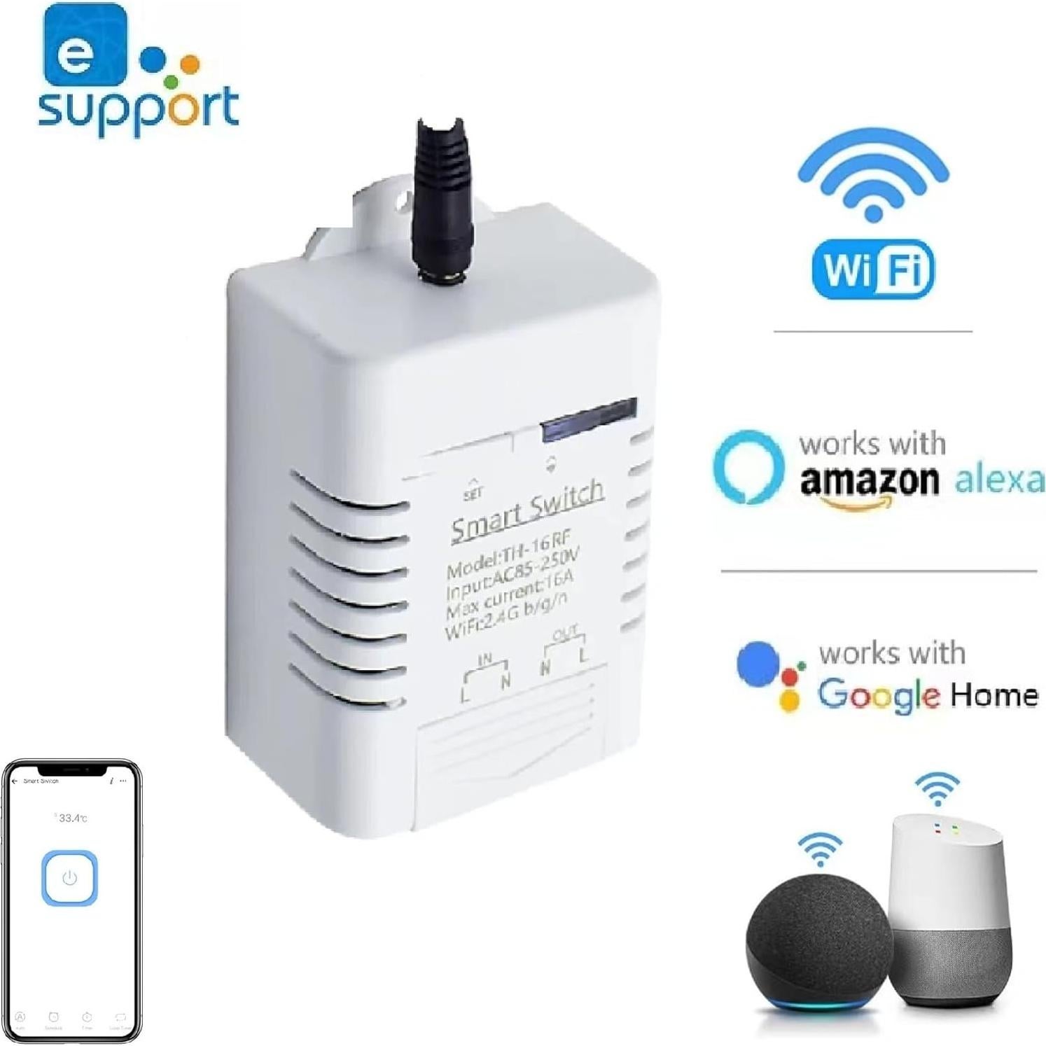 Interruptor Inteligente eWeLink TH16 WiFi 16A Control Temperatura y Humedad