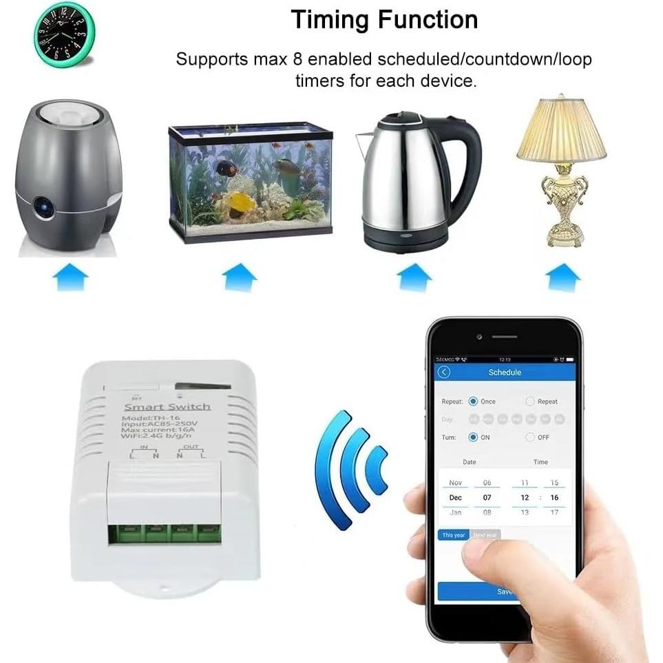 Interruptor Inteligente eWeLink TH16 WiFi 16A Control Temperatura y Humedad