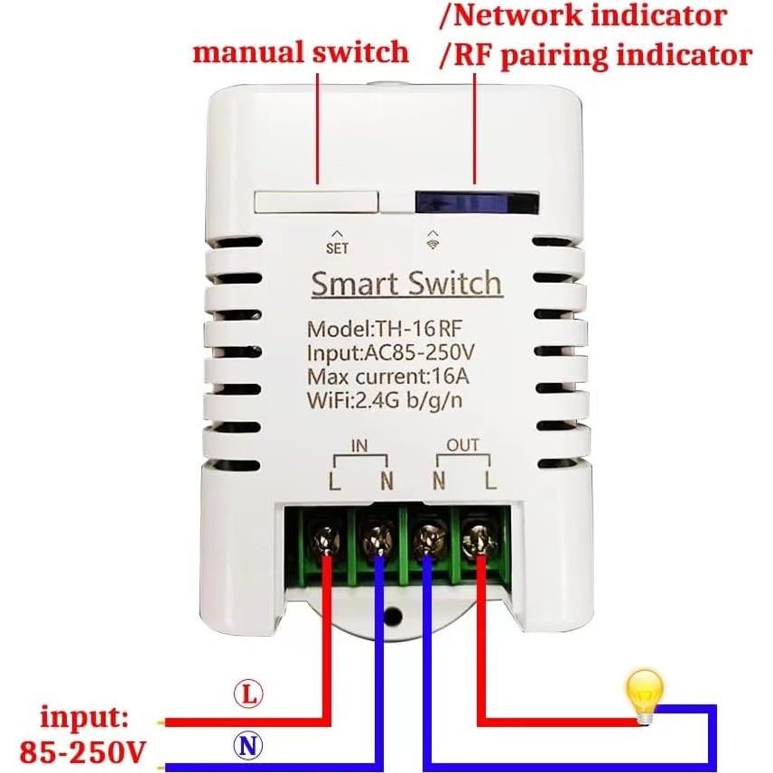 Interruptor Inteligente eWeLink TH16 WiFi 16A Control Temperatura y Humedad