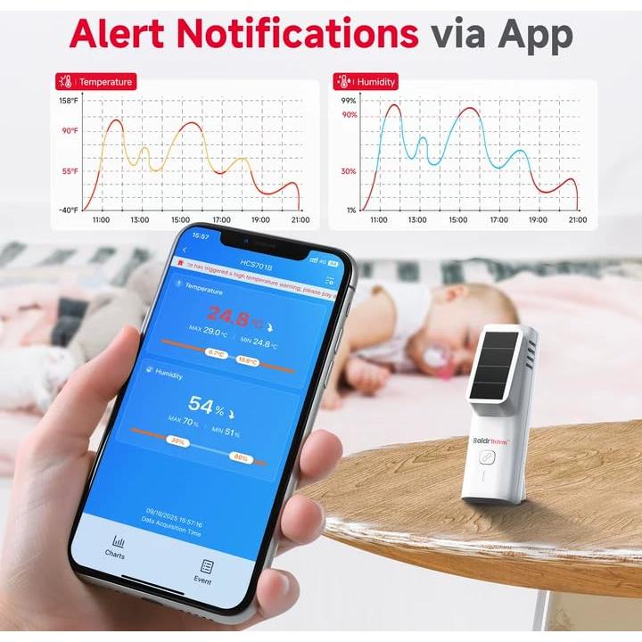 Termómetro Bluetooth Solar BaldrTherm con Alerta y Datos Históricos