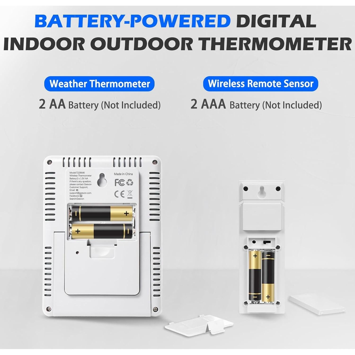 Termómetro Inalámbrico Geevon con 3 Sensores, Monitor de Temperatura y Humedad