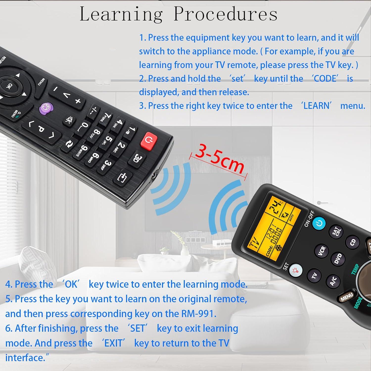 Control Remoto Universal CHUNGHOP RM-991 6 en 1 con LCD