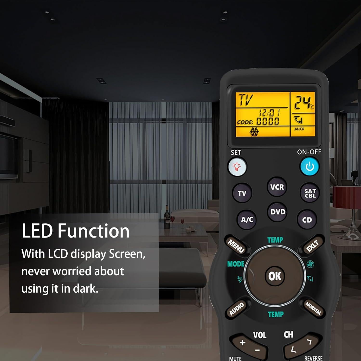 Control Remoto Universal CHUNGHOP RM-991 6 en 1 con LCD