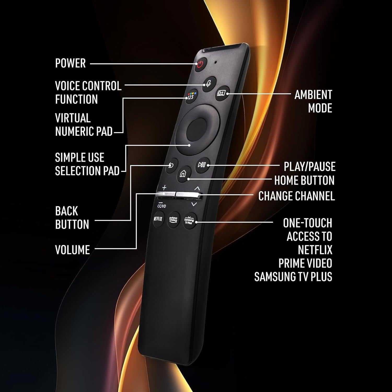 Control Remoto Universal Samsung Smart TV - Búsqueda por Voz, Acceso Rápido a Netflix y Prime Video