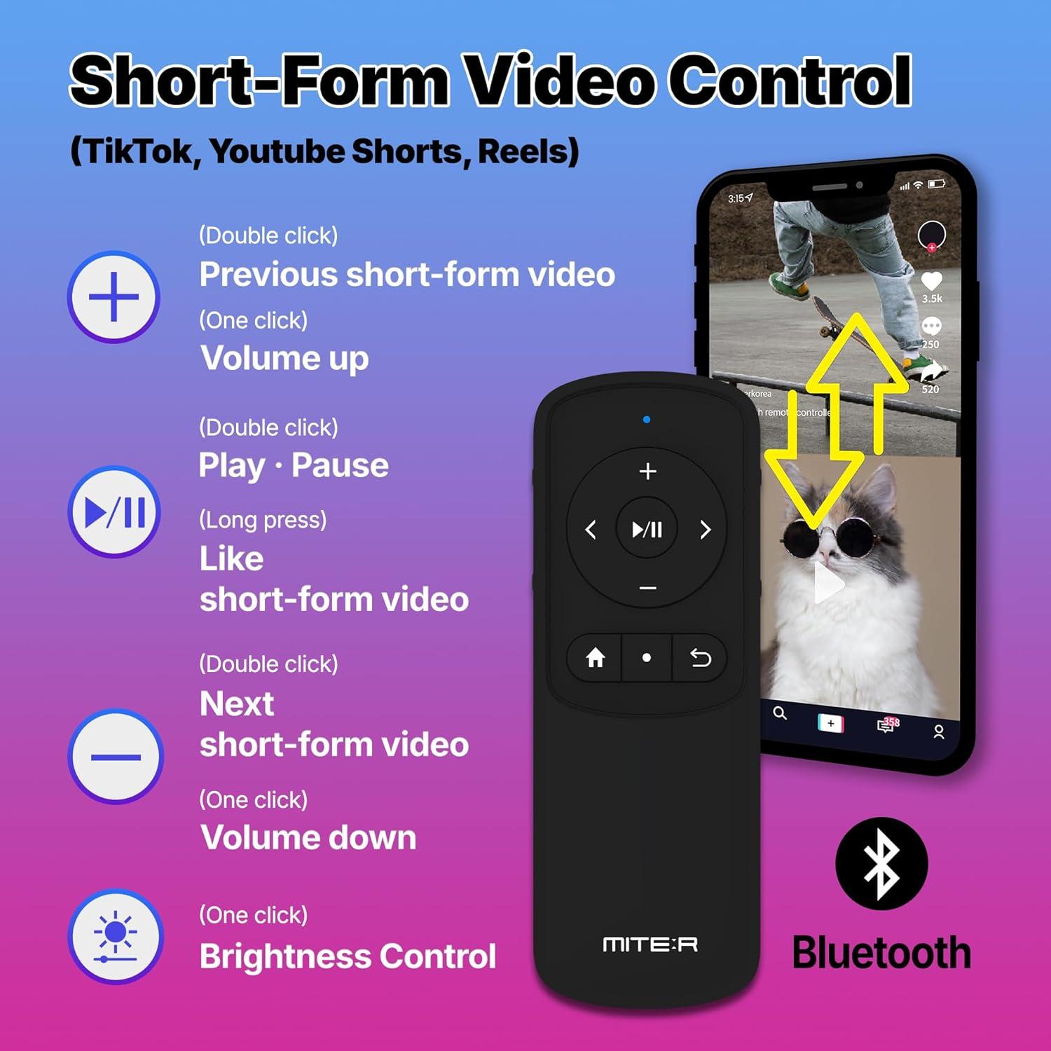 Control Remoto Pasador de Página Bluetooth MITER BTR02 para e-Readers