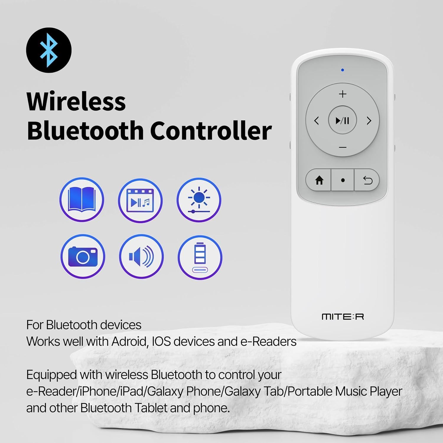 Control Remoto Pasador de Página Bluetooth MITER BTR02 para e-Readers