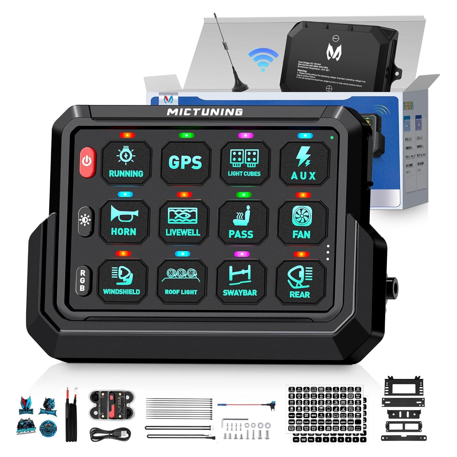 Panel de Interruptores Inalámbrico MICTUNING 12 Gang RGB