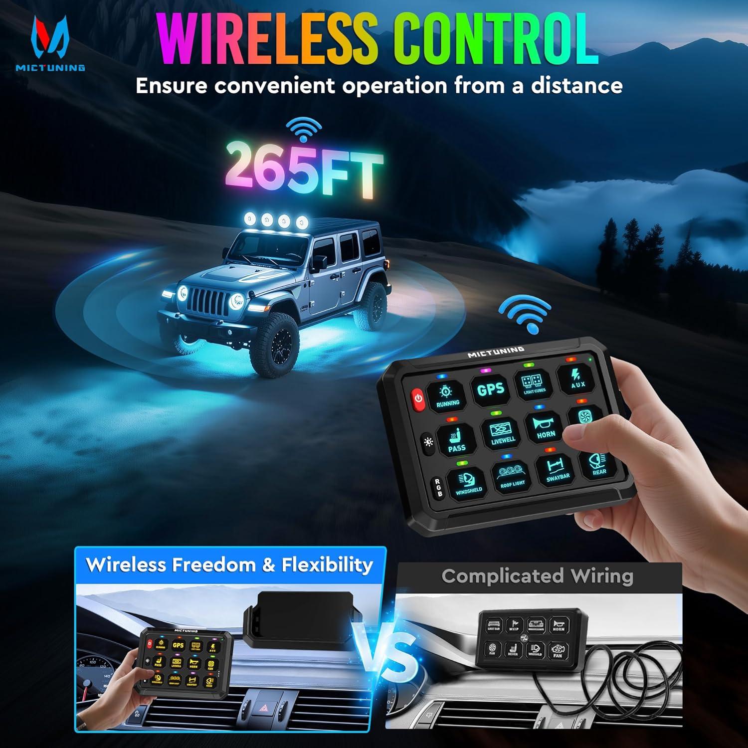 Panel de Interruptores Inalámbrico MICTUNING 12 Gang RGB